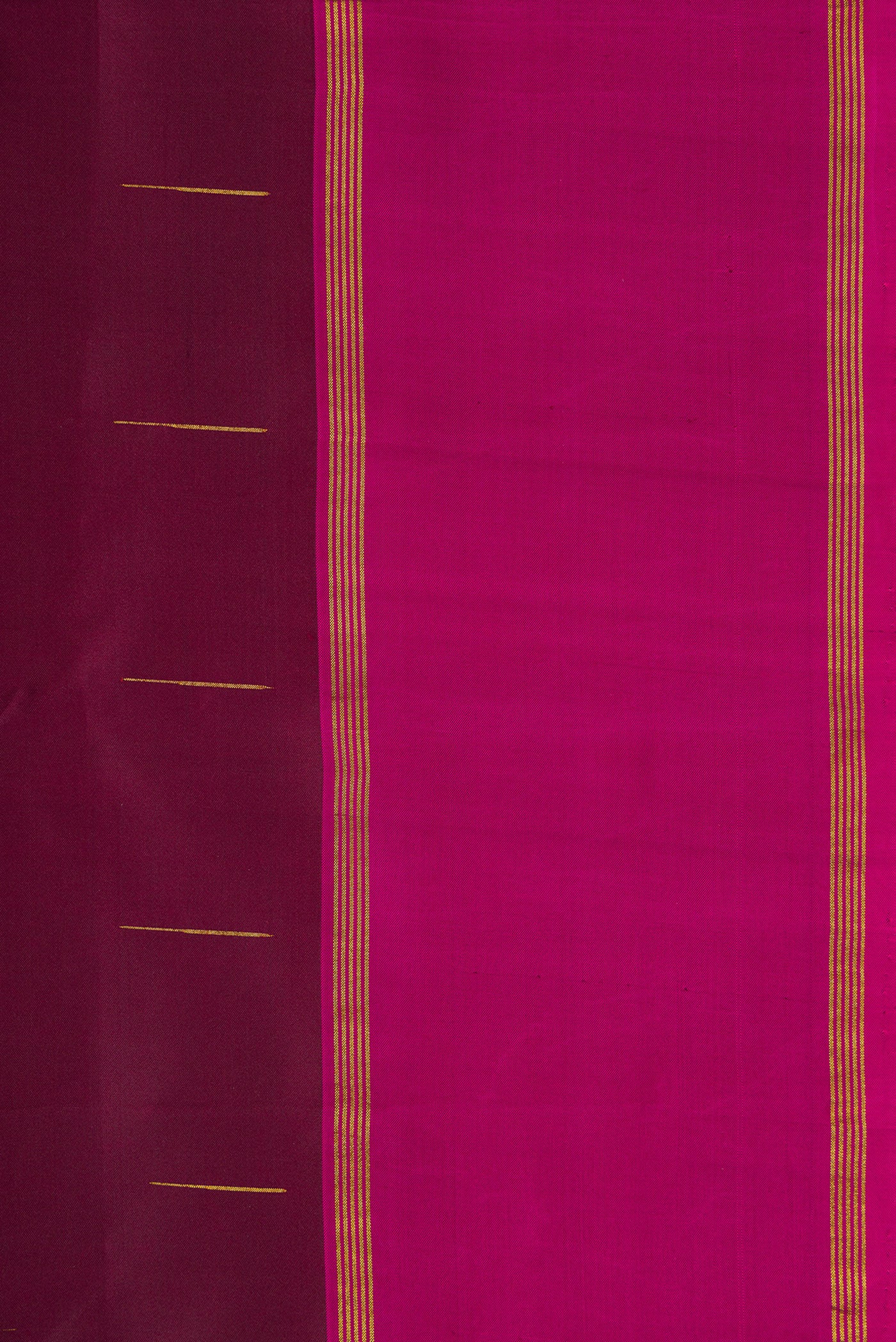 Border image of Burgundy Dual Tone Kanjivaram Silk Saree with Zari Butta on the body and Zari Border. 