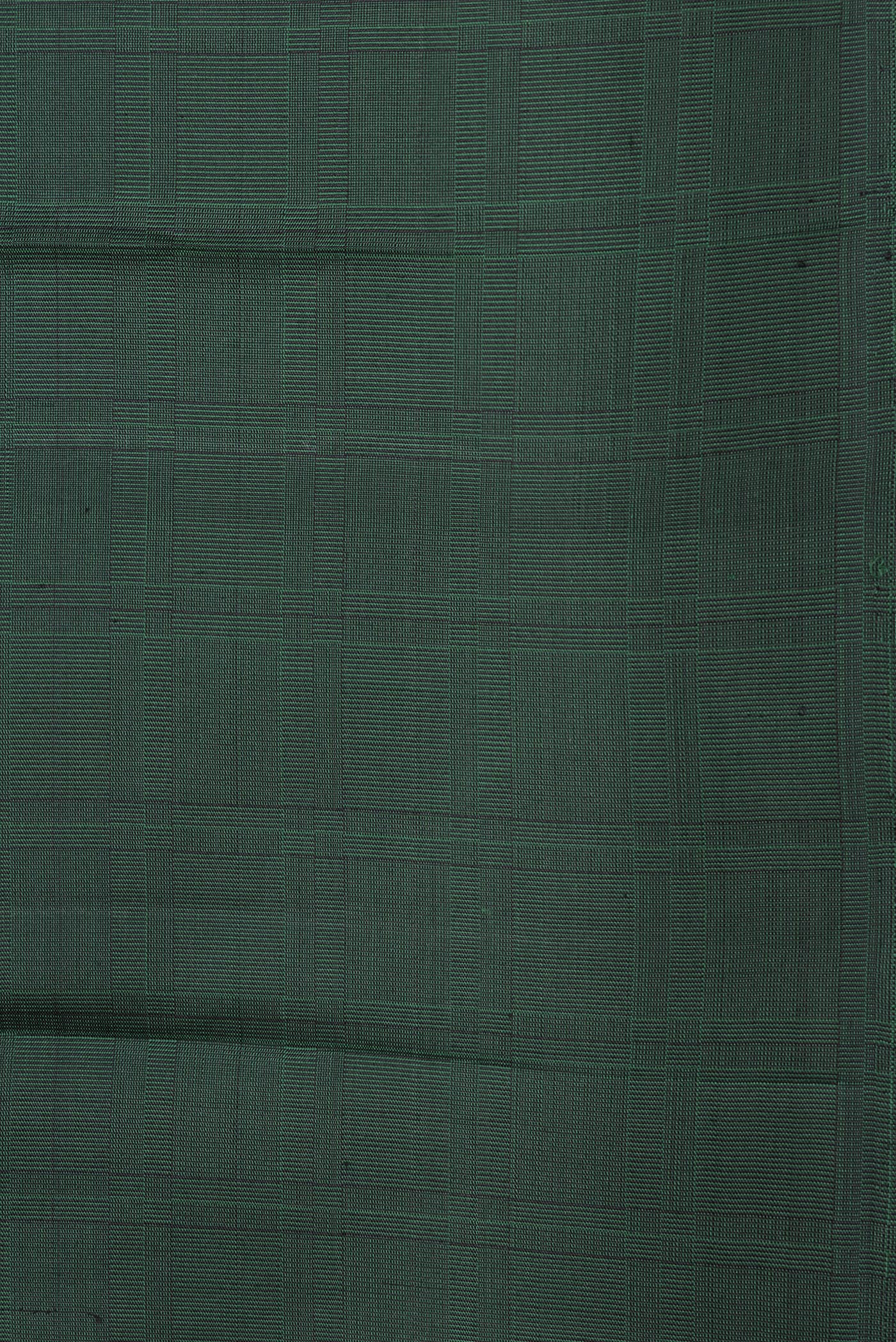 Border image of Bottle Green Dual Tone Kanjivaram Silk Saree with Checked design on the body and Without Border. 
