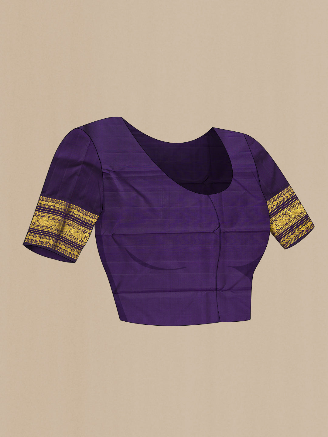 Close up image of the blouse of Green Dual Tone Kanjivaram Silk Saree with Plain Body and Zari Border. 