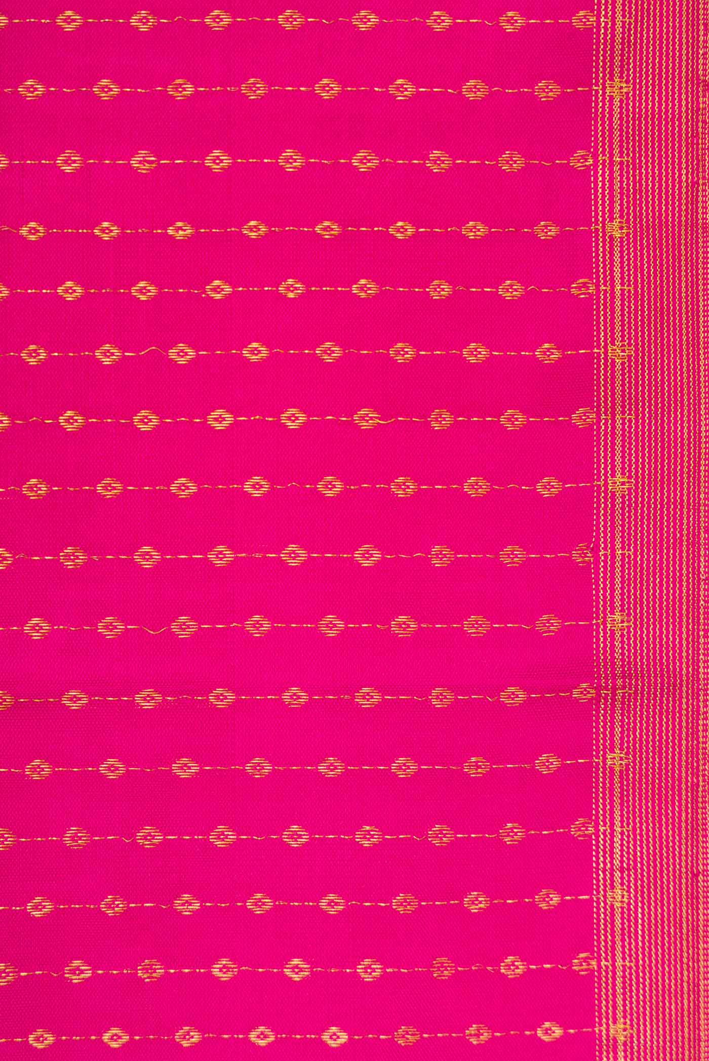 Border image of Pink Dual Tone Kanchipuram Silk Saree with Stripes on the body and Zari Border. 