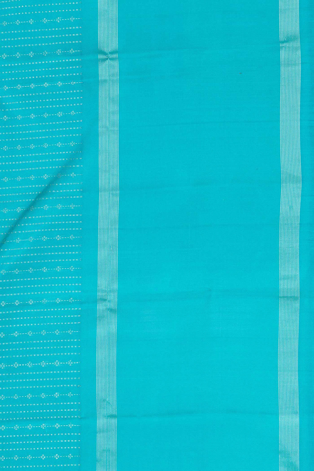 Border image of Light Blue Dual Tone Kanchipuram Silk Saree with Stripes on the body and Zari Border