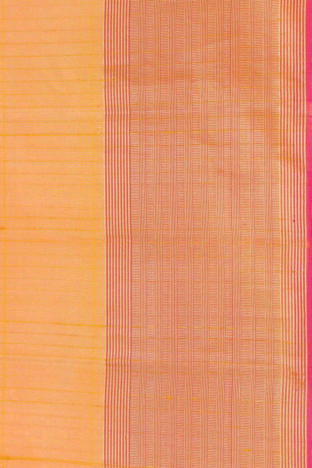 Border image of Golden Peach Dual Tone Kanchipuram Silk Saree with Stripes on the body and Zari Border. 