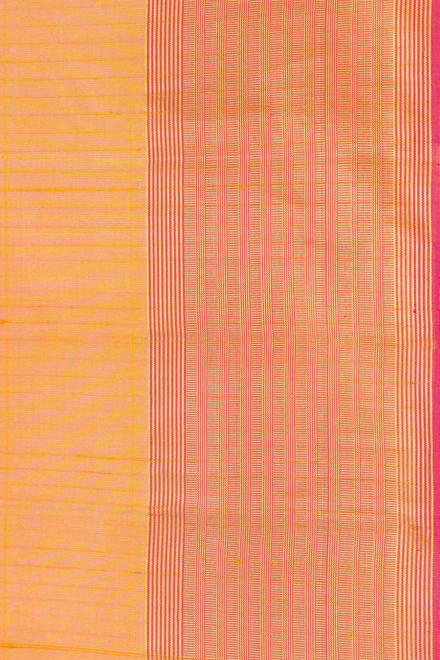Border image of Golden Peach Dual Tone Kanchipuram Silk Saree with Stripes on the body and Zari Border. 