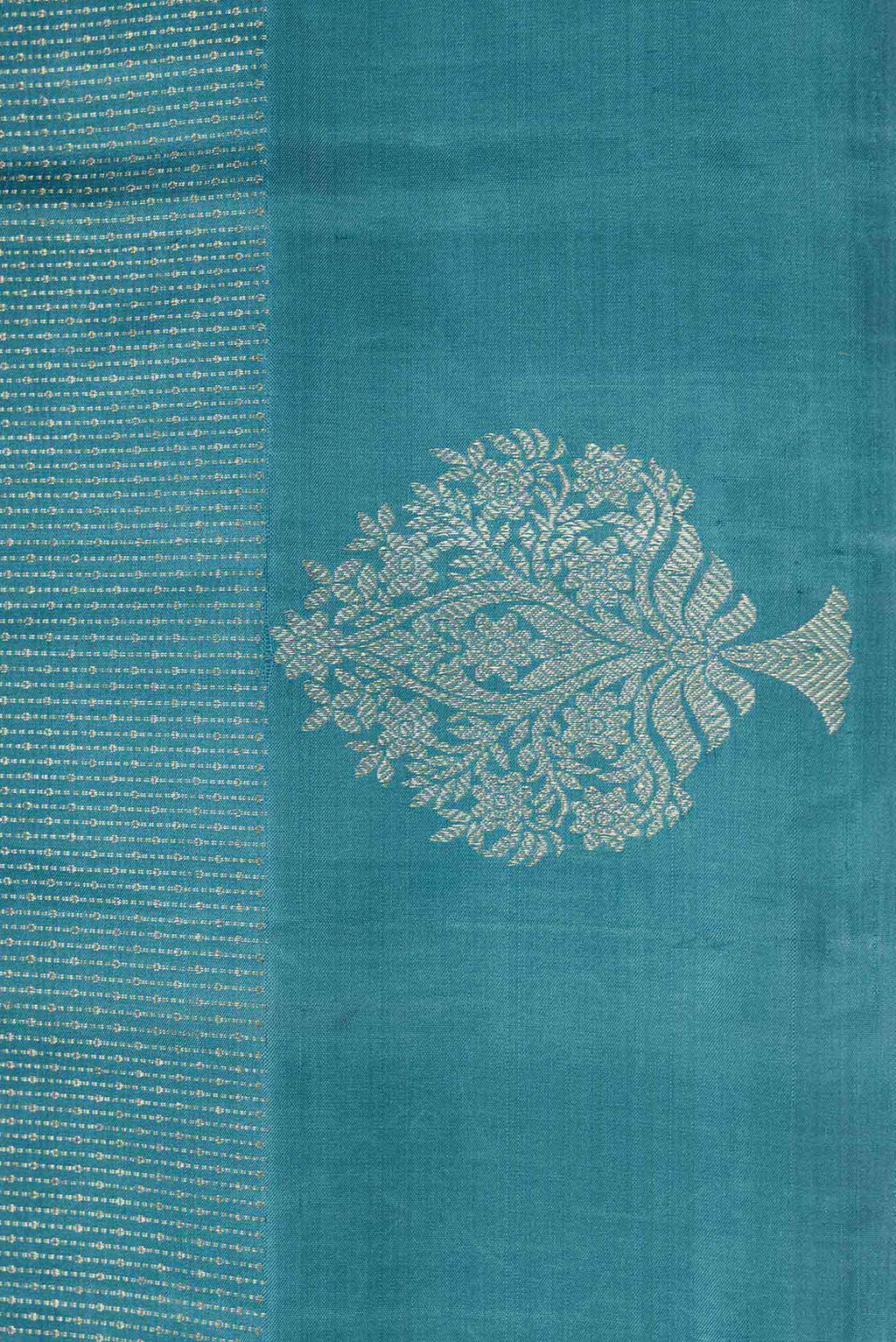 Border image of Blue Dual Tone Soft Silk Saree with Stripes on the body and Fancy Border