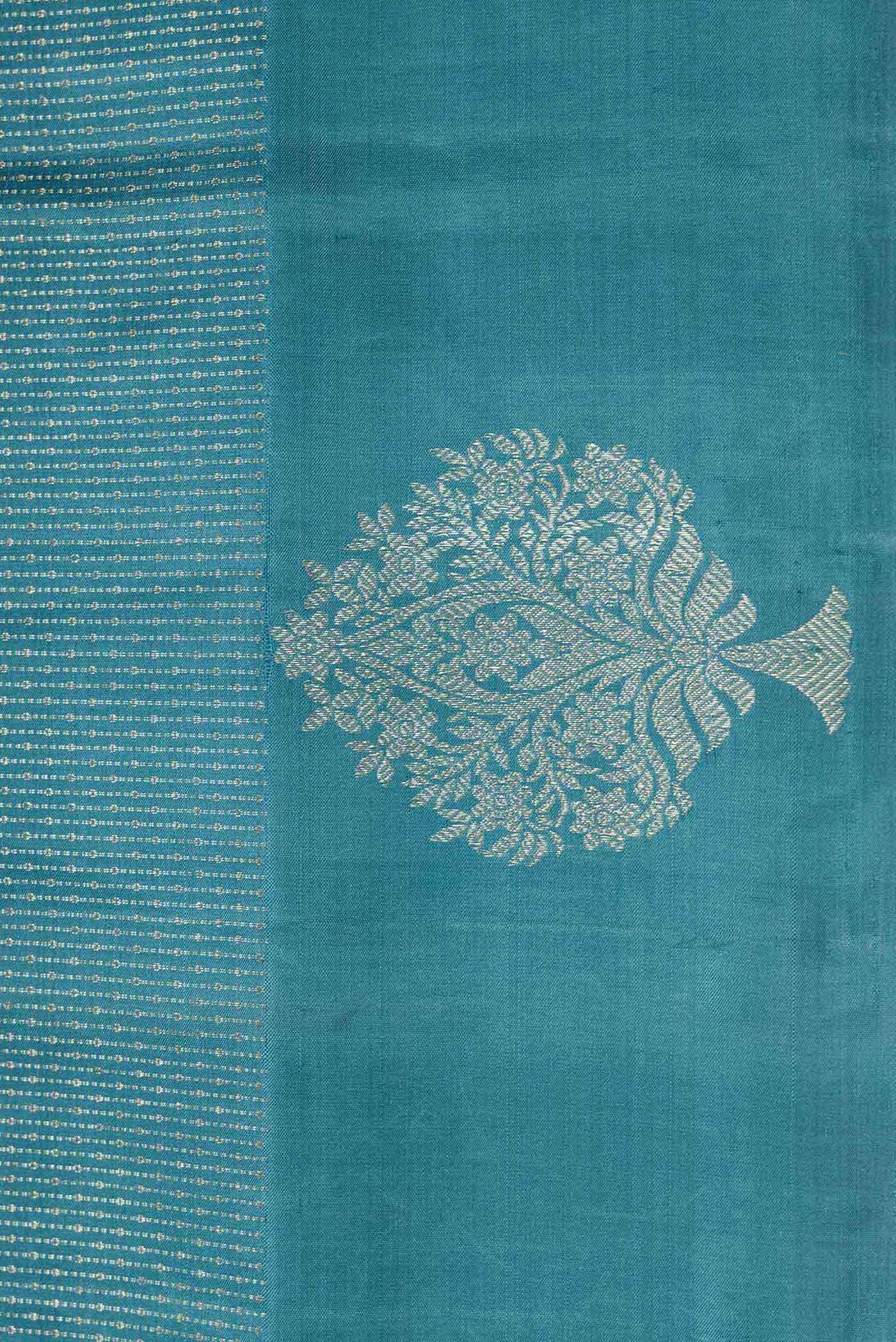 Border image of Blue Dual Tone Soft Silk Saree with Stripes on the body and Fancy Border