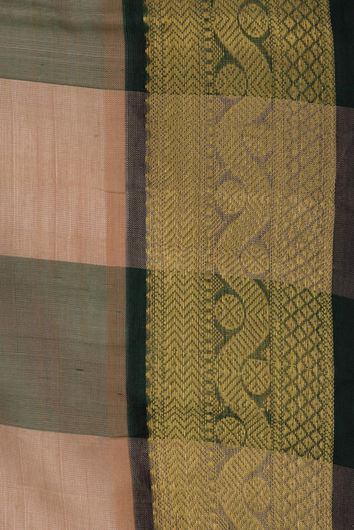 Border image of Multi Color Silk Cotton Saree with Checked design on the body and Zari Border. 