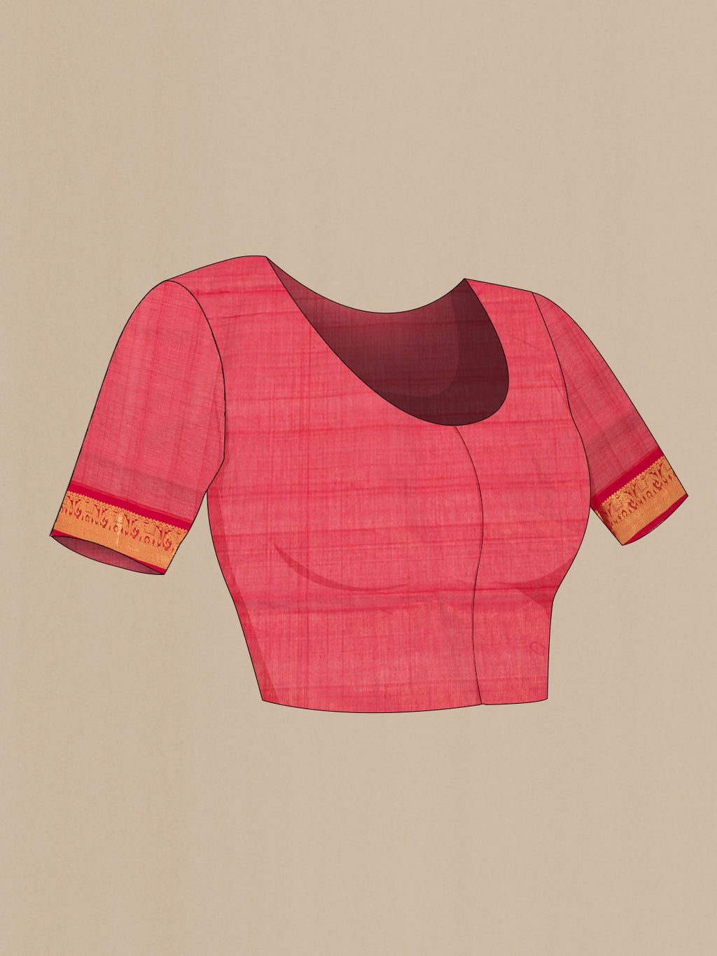 Close up image of the blouse of Bottle Green Silk Cotton Saree with Zari Butta on the body and Zari Border. 