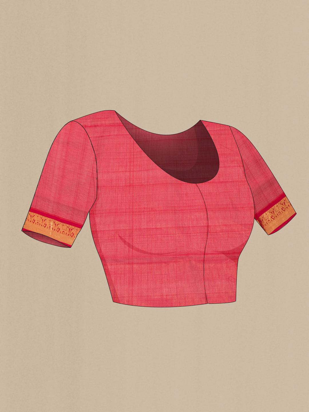 Close up image of the blouse of Bottle Green Silk Cotton Saree with Zari Butta on the body and Zari Border. 