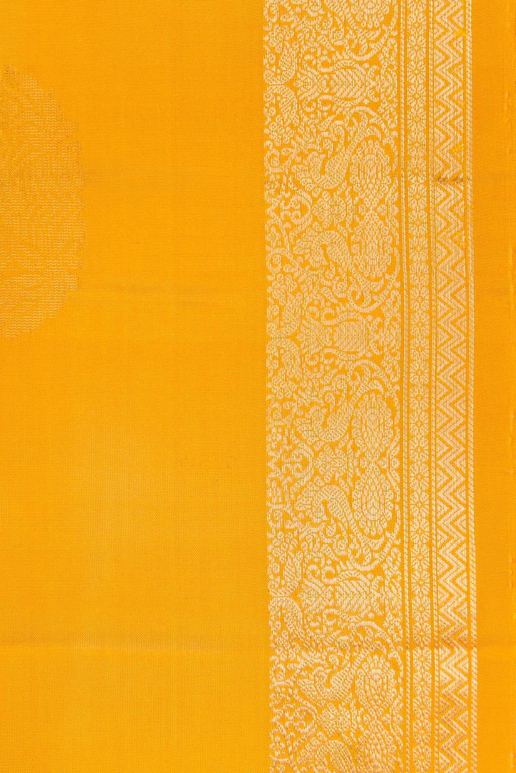 Border image of Mustard Dual Tone Soft Silk Saree with Zari Butta on the body and Zari Border. 