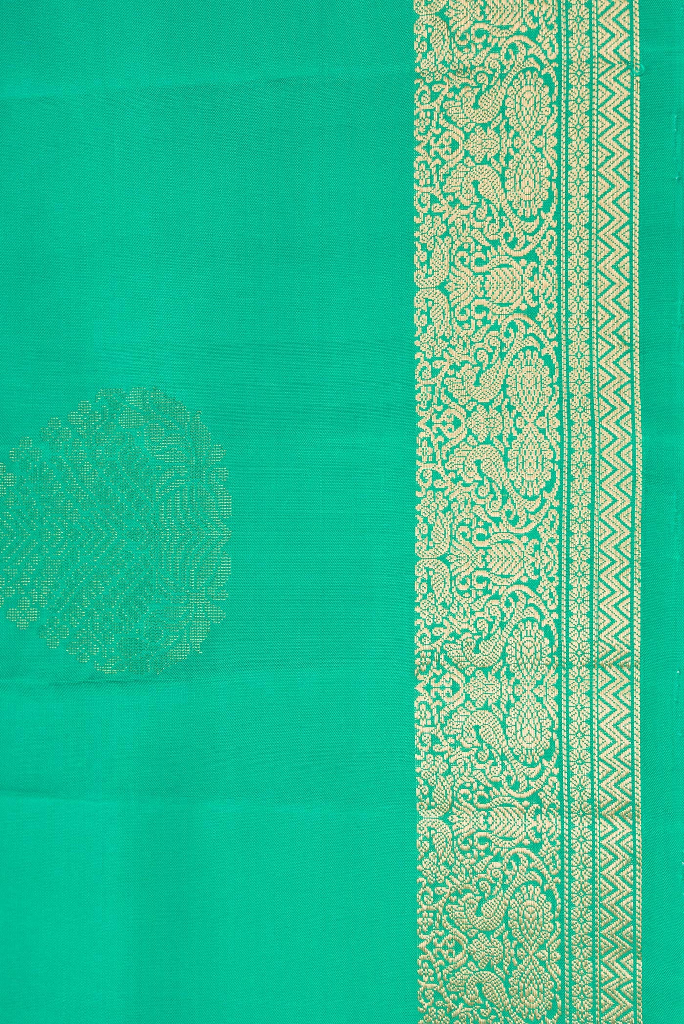 Border image of Green Dual Tone Soft Silk Saree with Zari Butta on the body and Zari Border. 
