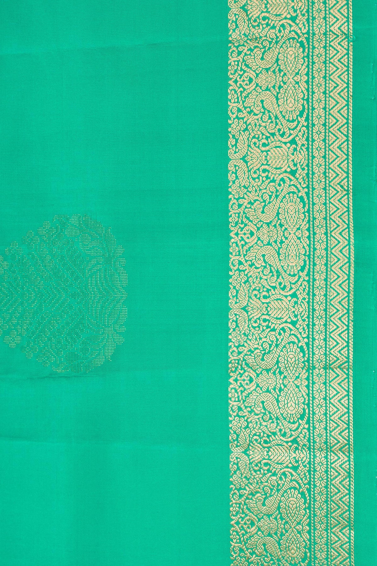 Border image of Green Dual Tone Soft Silk Saree with Zari Butta on the body and Zari Border. 