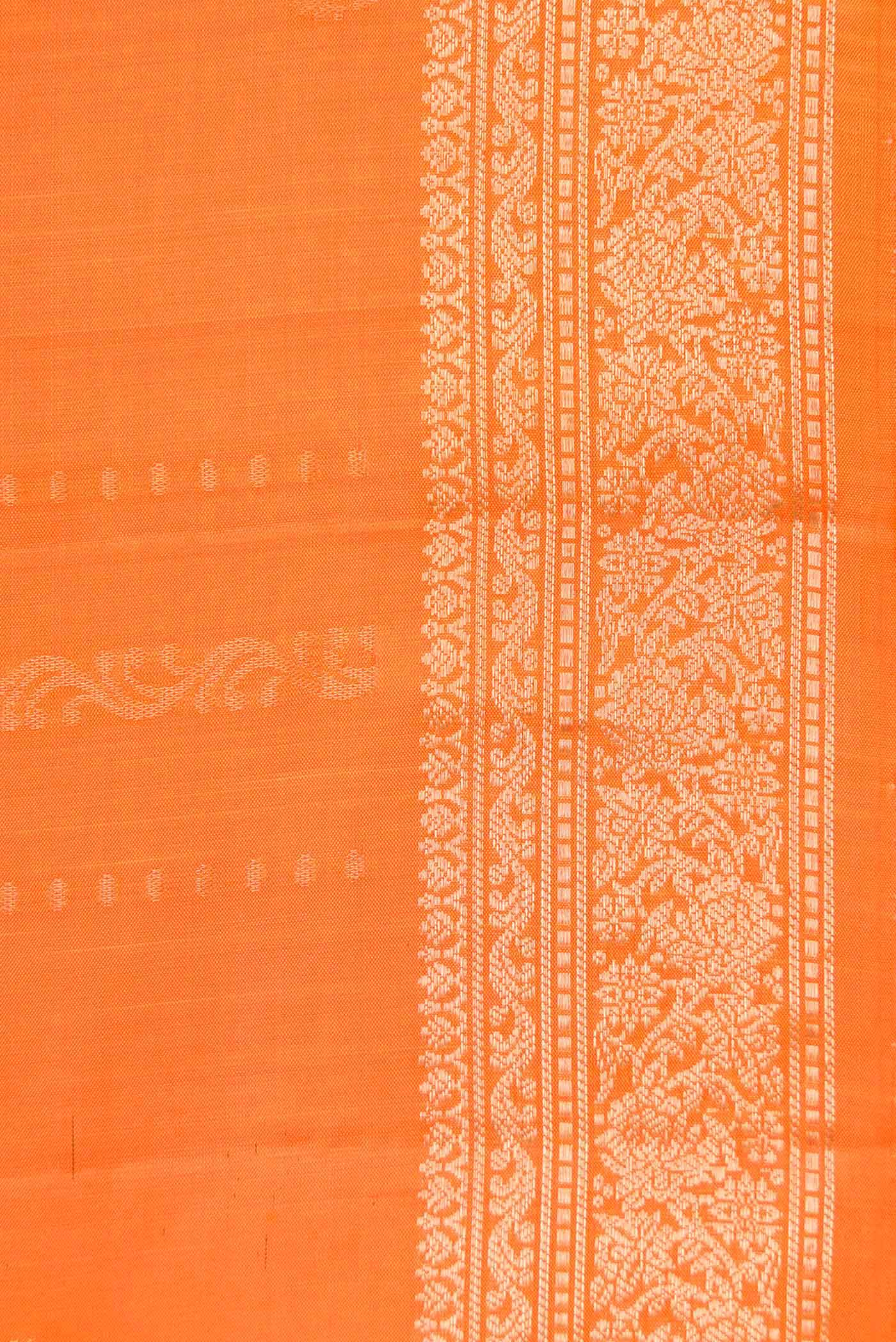 Border image of Orange Dual Tone Soft Silk Saree with Stripes on the body and Zari Border