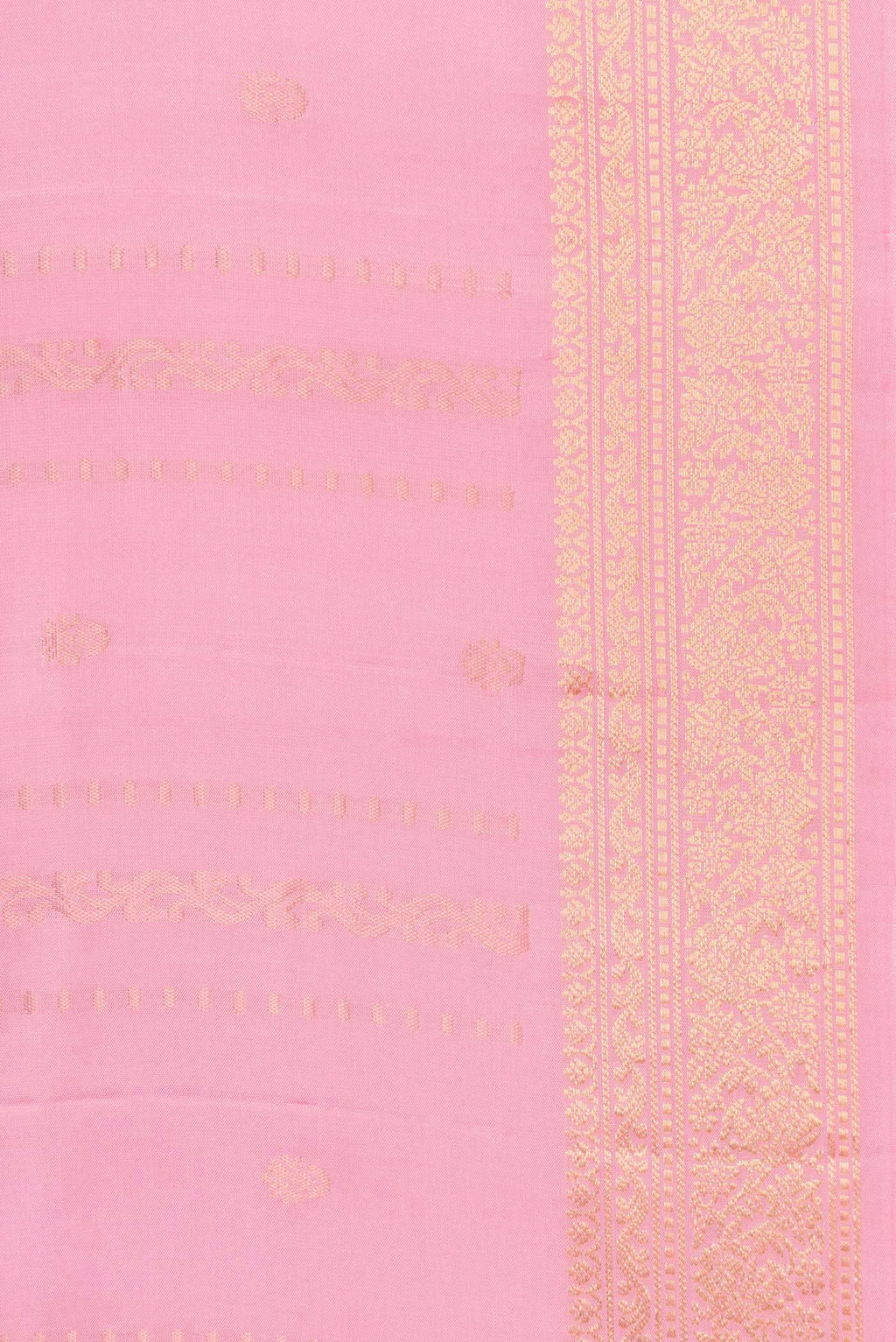 Border image of Pink Dual Tone Soft Silk Saree with Stripes on the body and Zari Border. 
