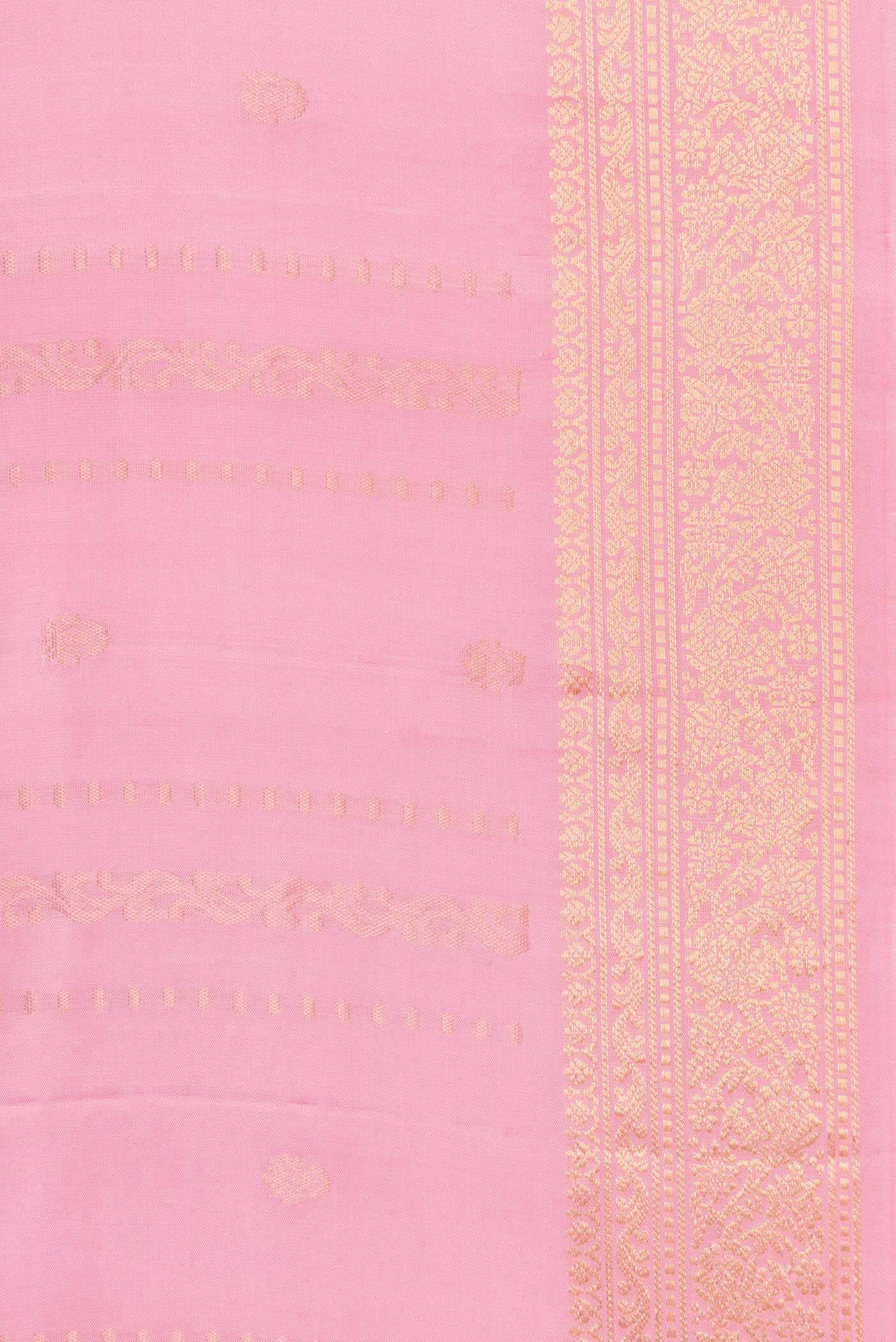 Border image of Pink Dual Tone Soft Silk Saree with Stripes on the body and Zari Border. 