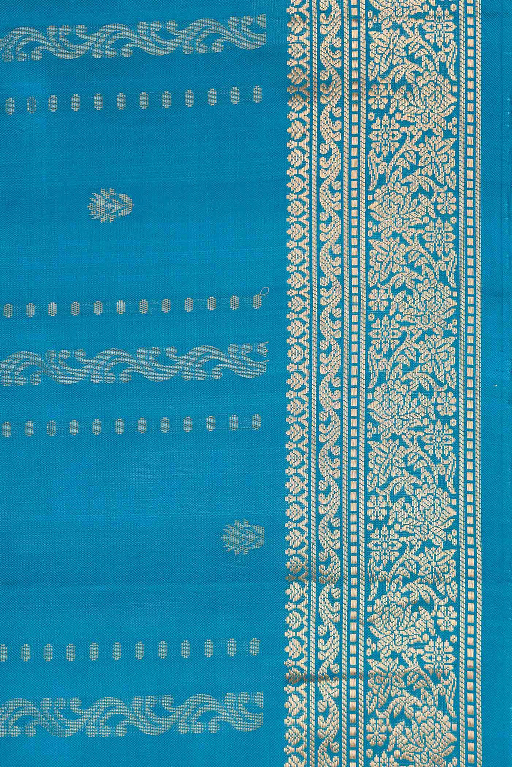 Border image of Blue Dual Tone Soft Silk Saree with Zari Butta on the body and Zari Border