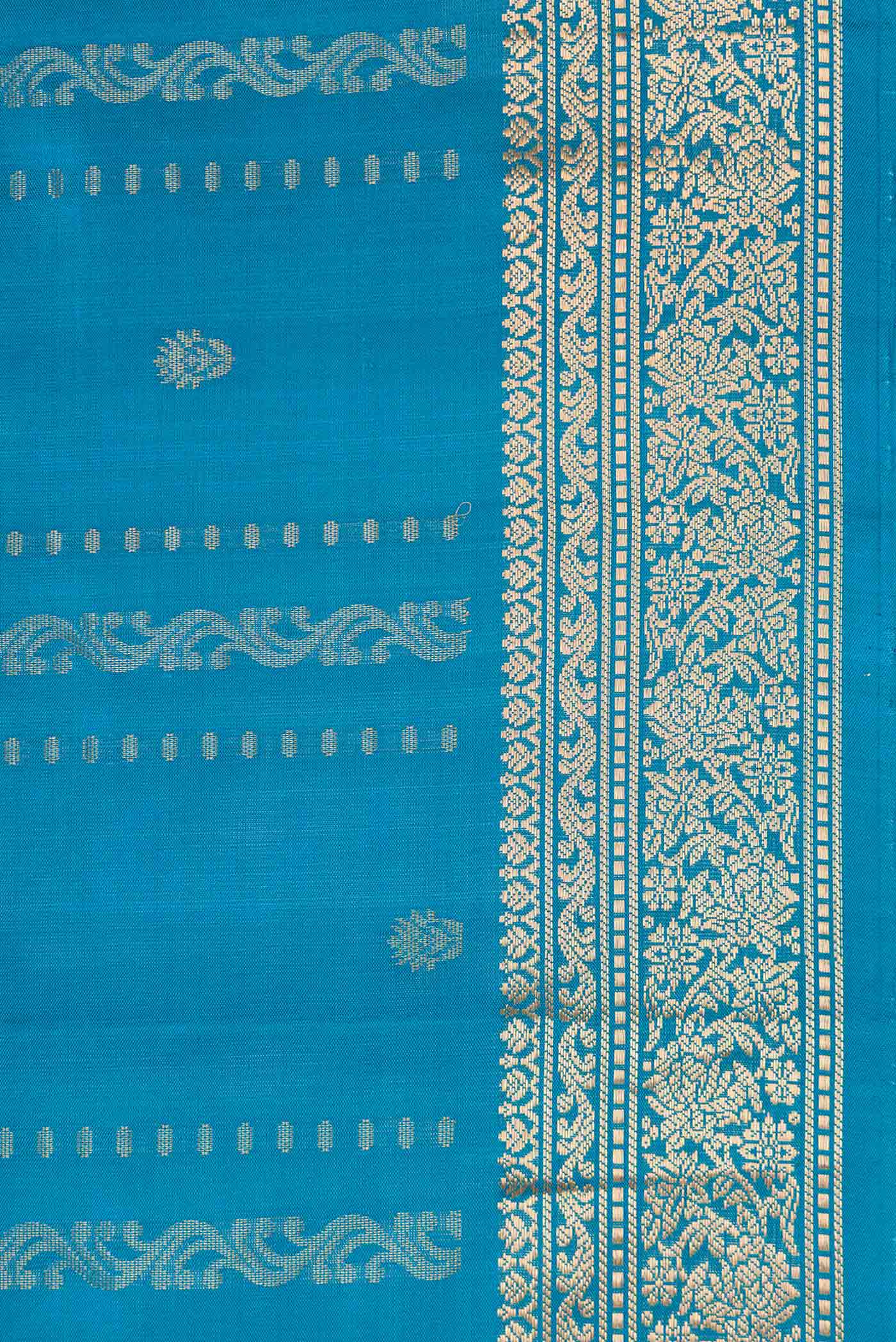 Border image of Blue Dual Tone Soft Silk Saree with Zari Butta on the body and Zari Border