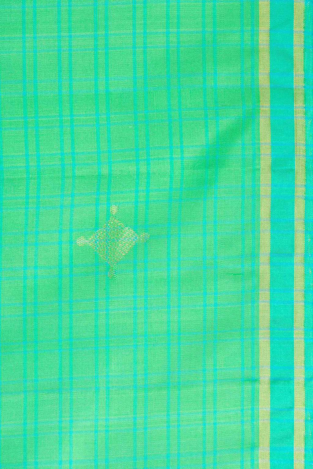 Border image of Parrot Green Dual Tone Soft Silk Saree with Zari Butta on the body and Zari Border. 