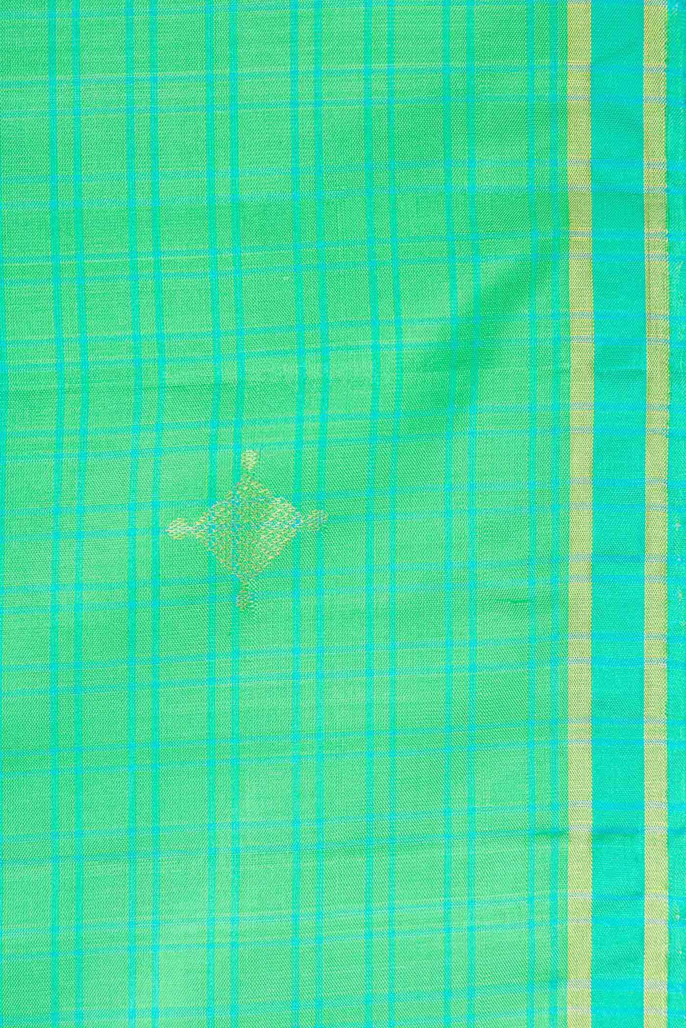 Border image of Parrot Green Dual Tone Soft Silk Saree with Zari Butta on the body and Zari Border. 