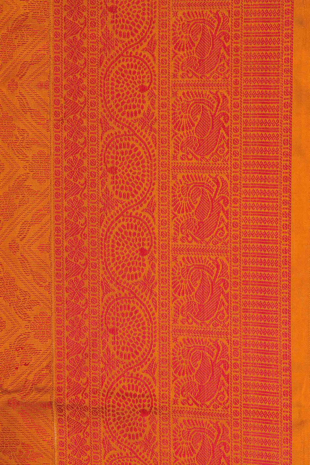 Border image of Orange Dual Tone Soft Silk Saree with Jacquard design on the body and Thread Border