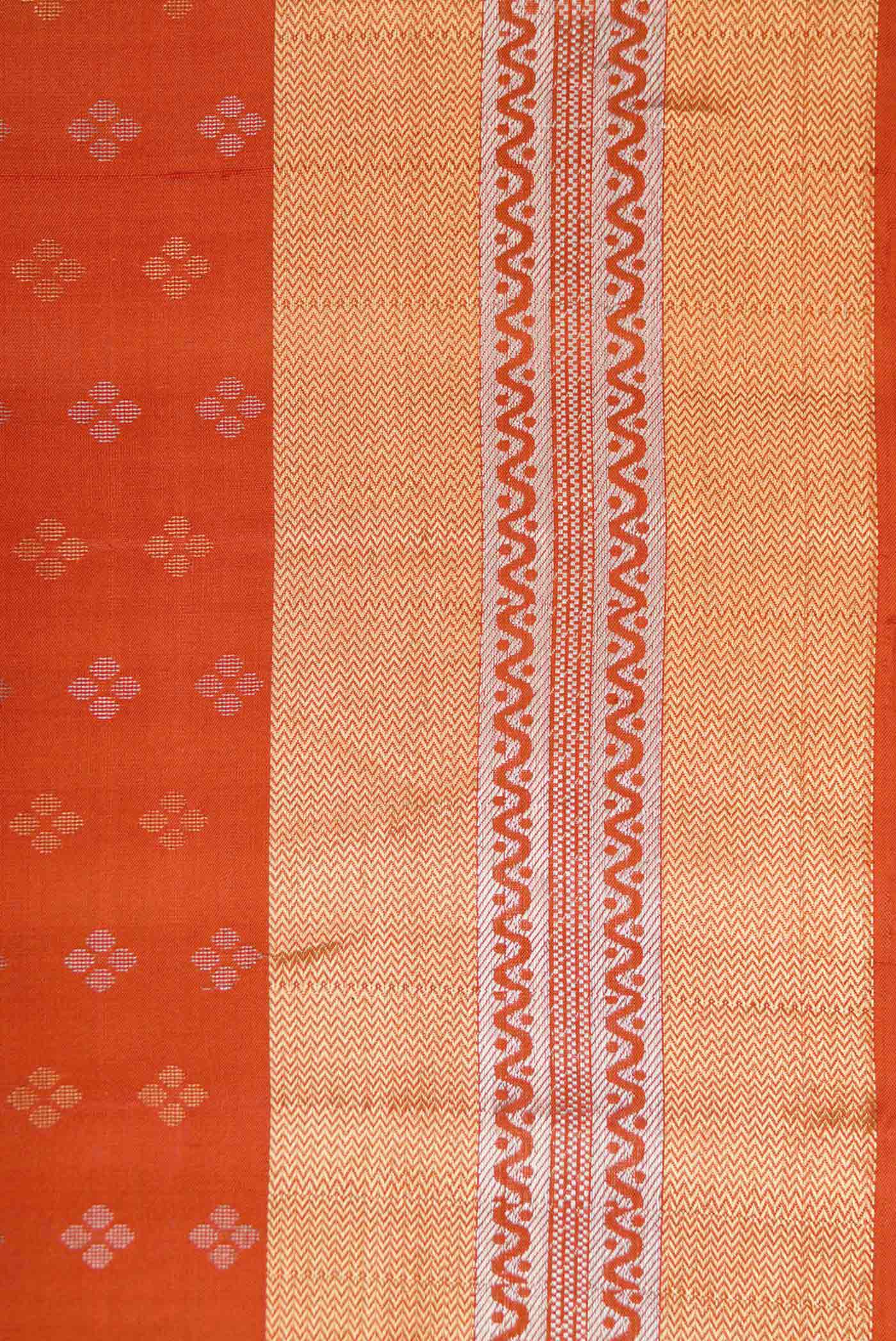 Border image of Orange Dual Tone Soft Silk Saree with Zari Butta on the body and Zari Border