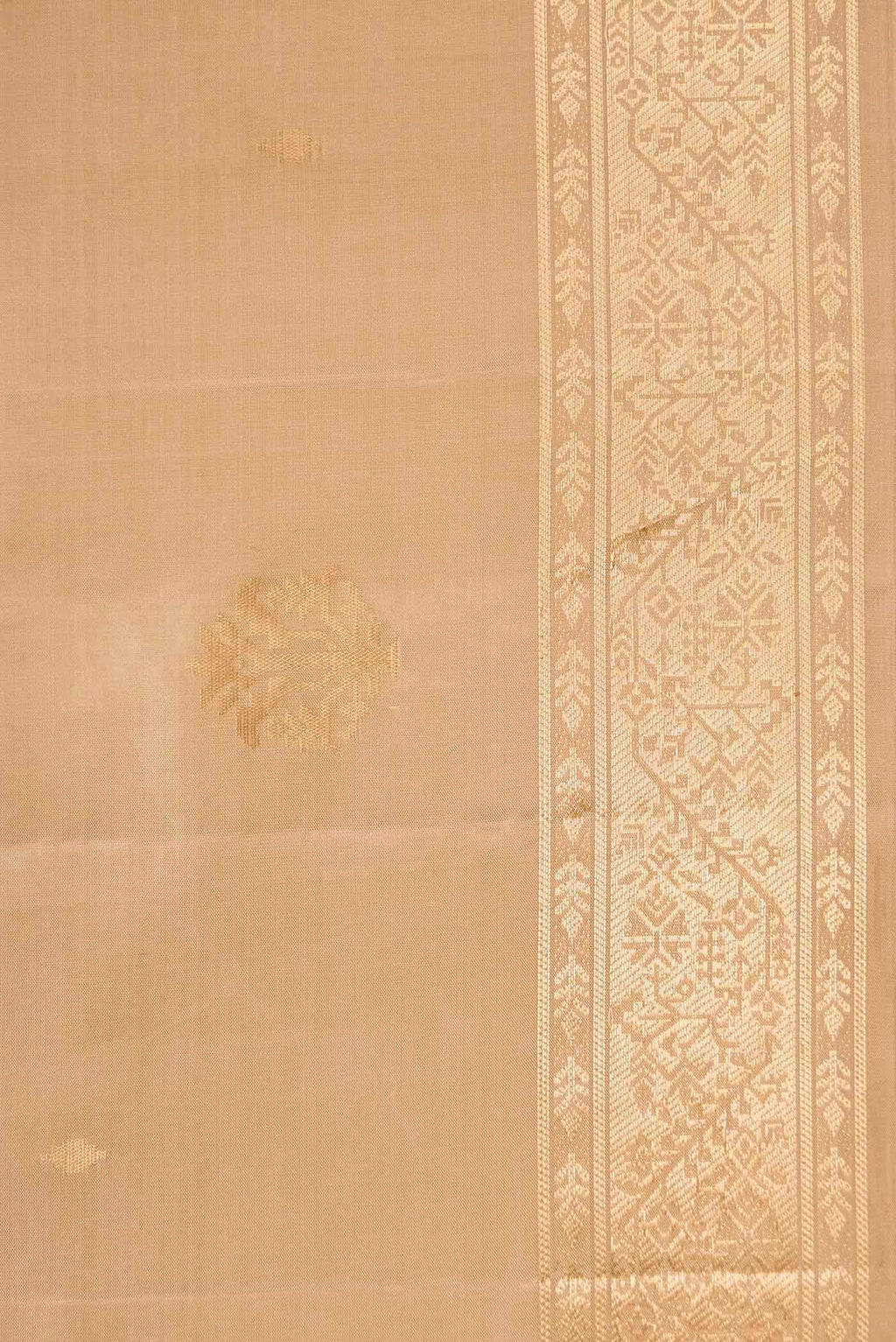 Border image of Dark Beige Dual Tone Soft Silk Saree with Zari Butta on the body and Zari Border. 