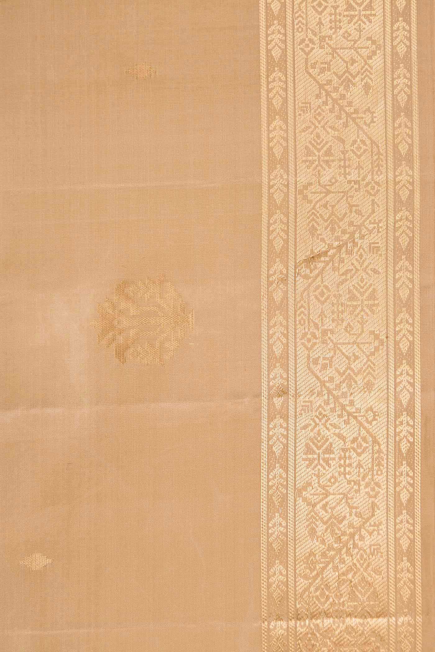 Border image of Dark Beige Dual Tone Soft Silk Saree with Zari Butta on the body and Zari Border. 
