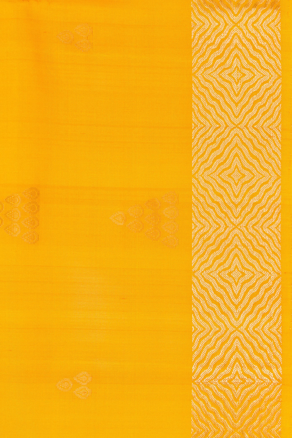 Border image of Yellow Dual Tone Soft Silk Saree with Zari Butta on the body and Zari Border. 