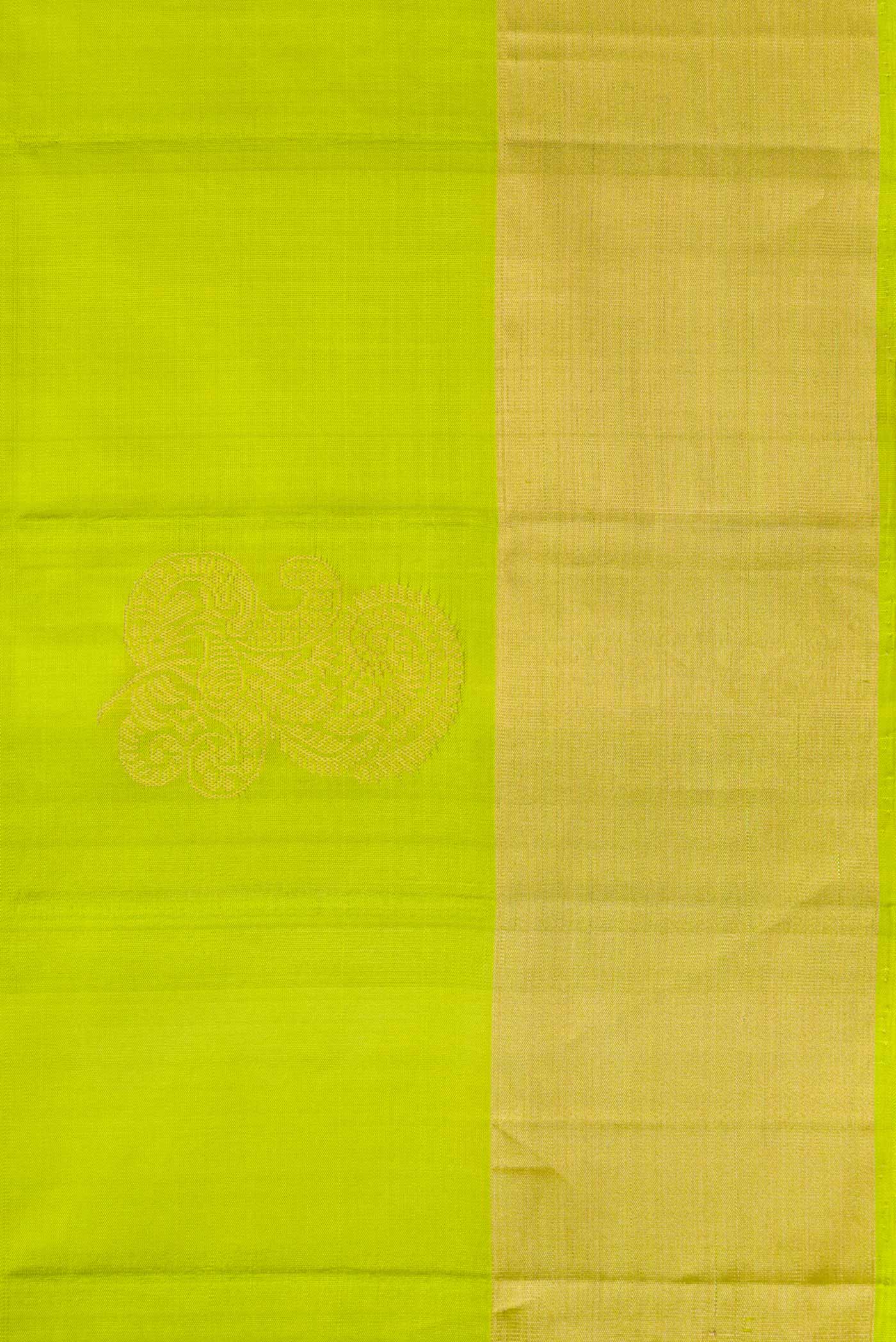 Border image of Parrot Green Dual Tone Soft Silk Saree with Zari Butta on the body and Zari Border. 