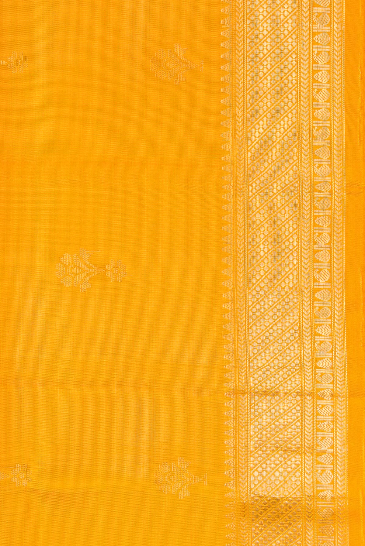 Border image of Mustard Dual Tone Soft Silk Saree with Zari Butta on the body and Zari Border. 