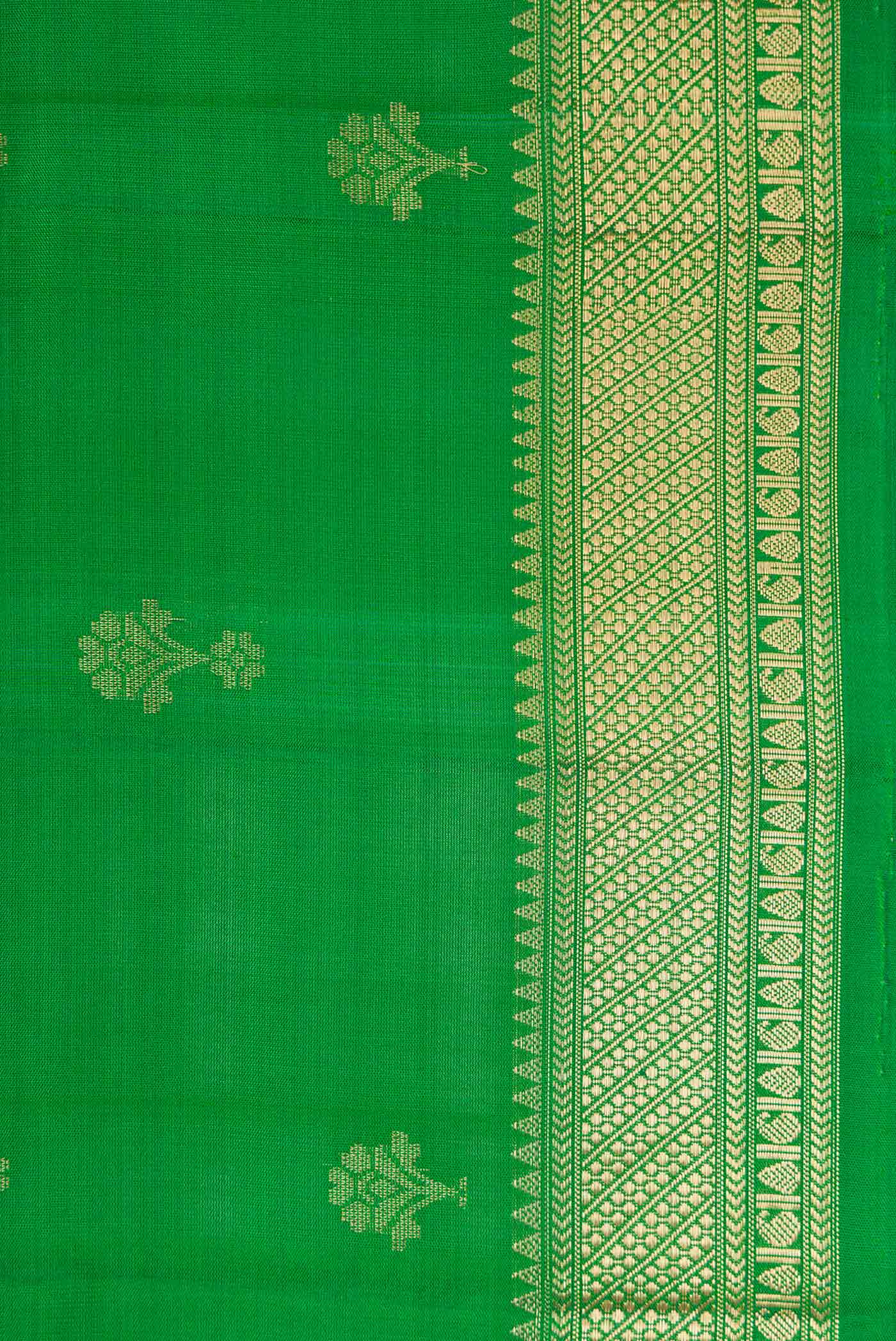 Border image of Green Dual Tone Soft Silk Saree with Zari Butta on the body and Zari Border. 