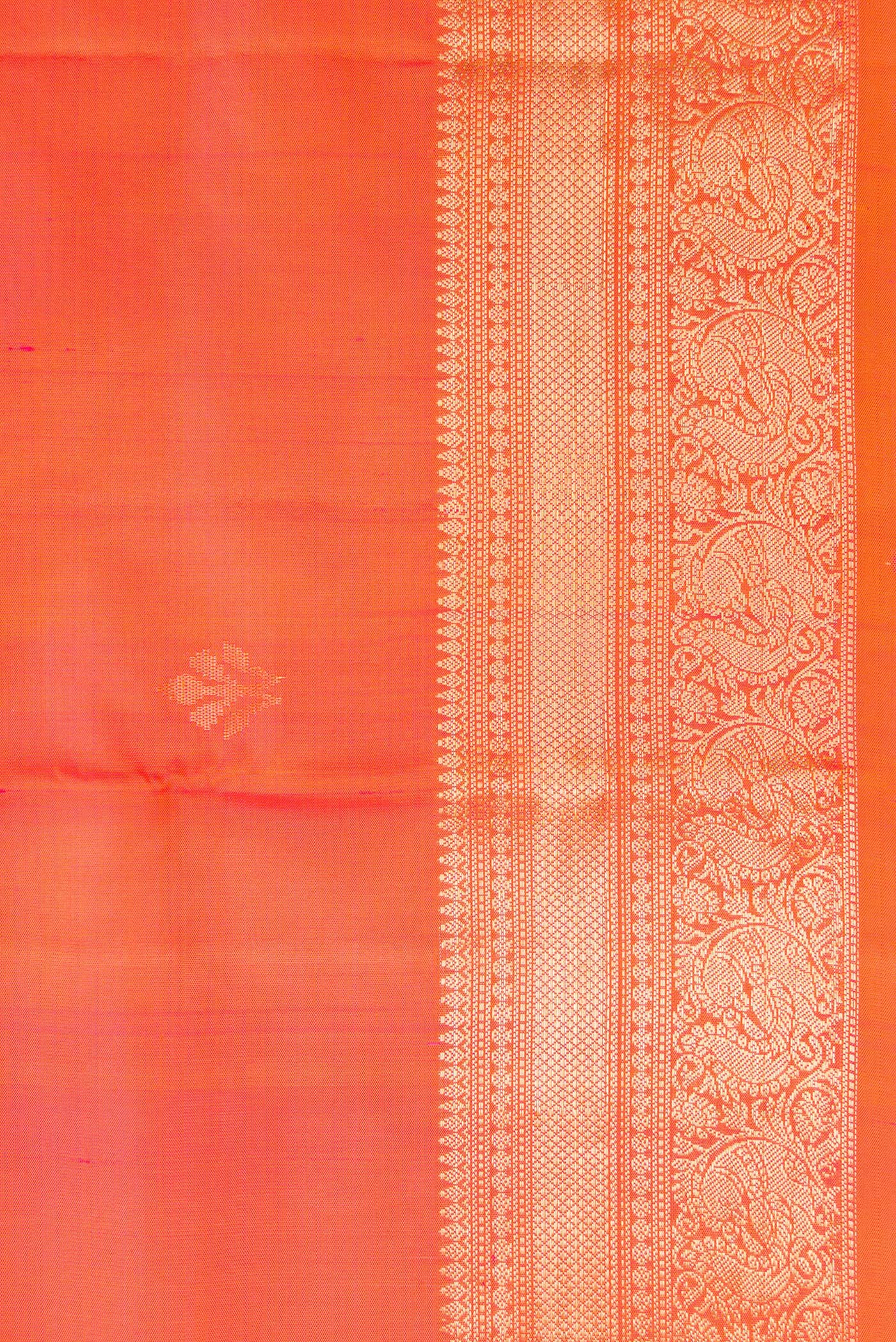 Border image of Orange Dual Tone Soft Silk Saree with Zari Butta on the body and Zari Border. 