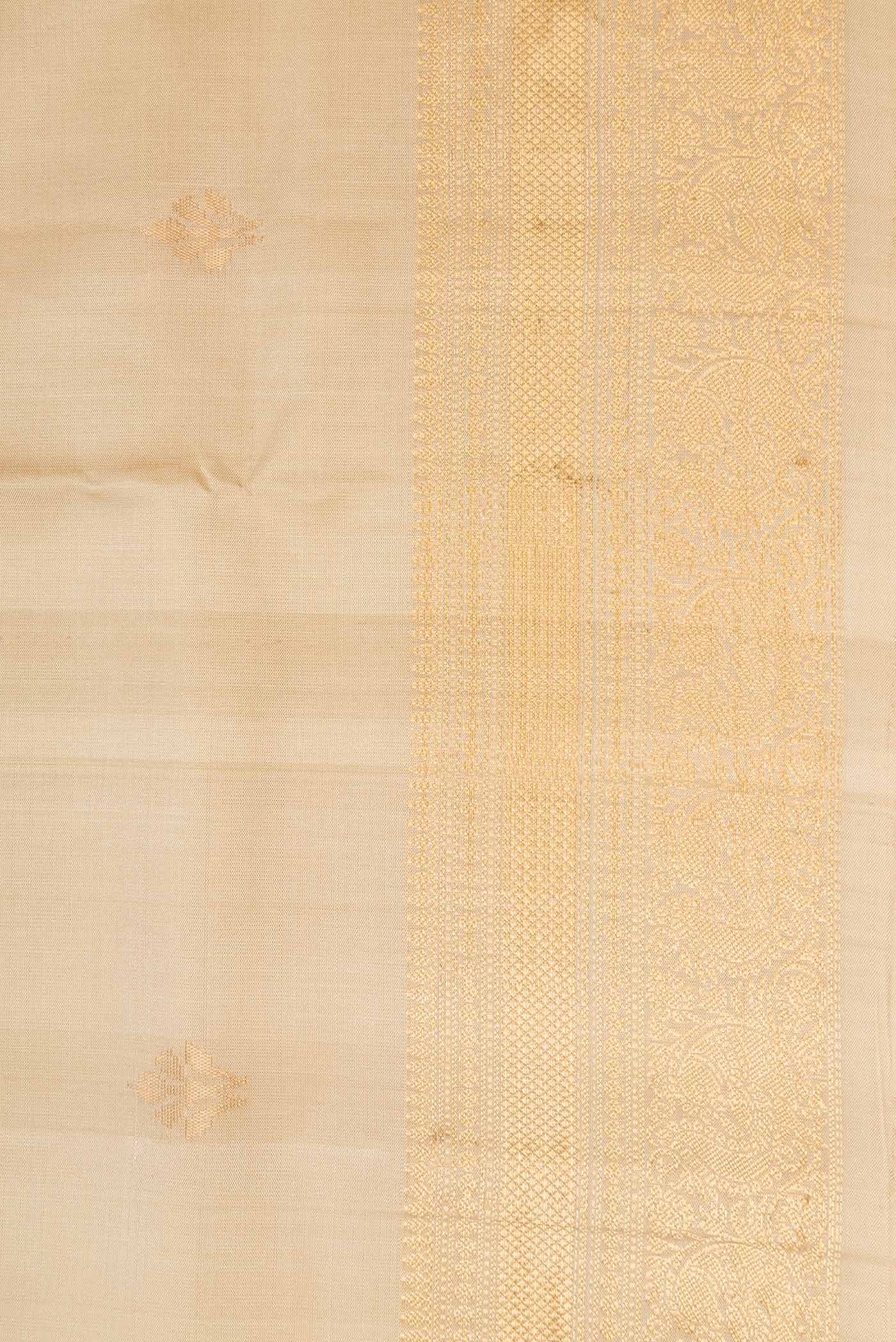 Border image of Beige Dual Tone Soft Silk Saree with Zari Butta on the body and Zari Border