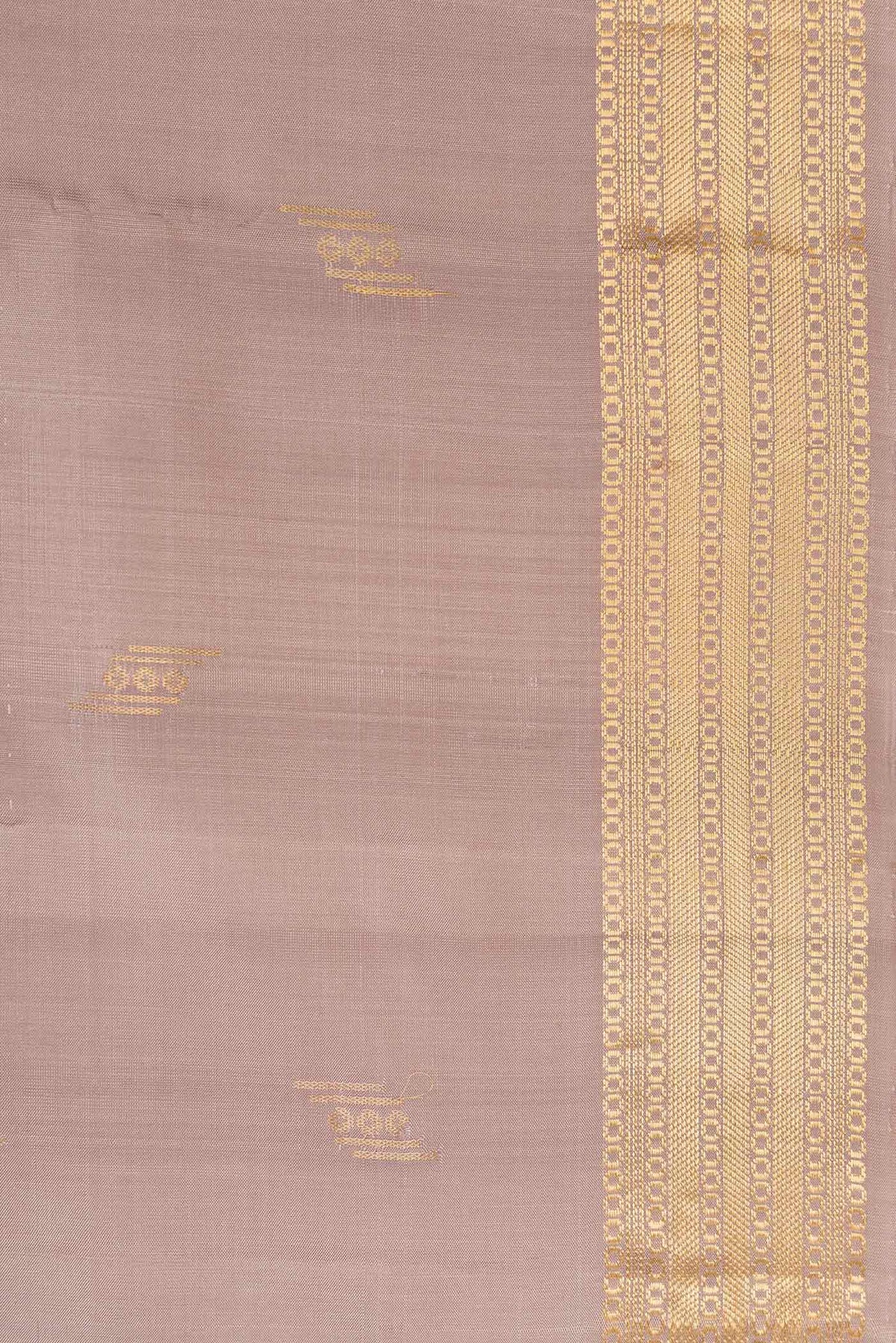 Border image of Grey Dual Tone Soft Silk Saree with Zari Butta on the body and Zari Border. 