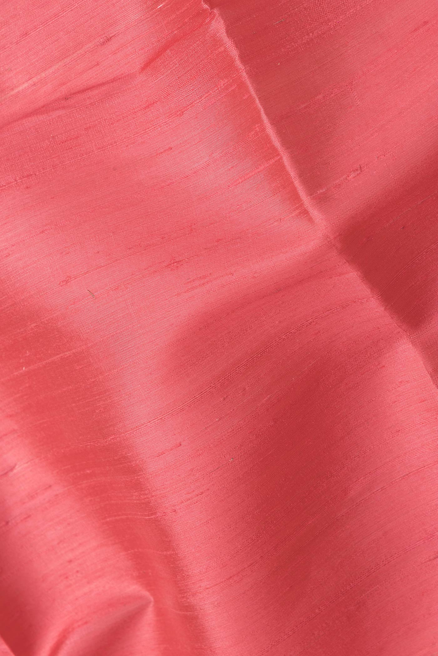 Close up of Pink Dual Tone Raw Silk Saree with Plain Body and Zari Border.  displaying folds