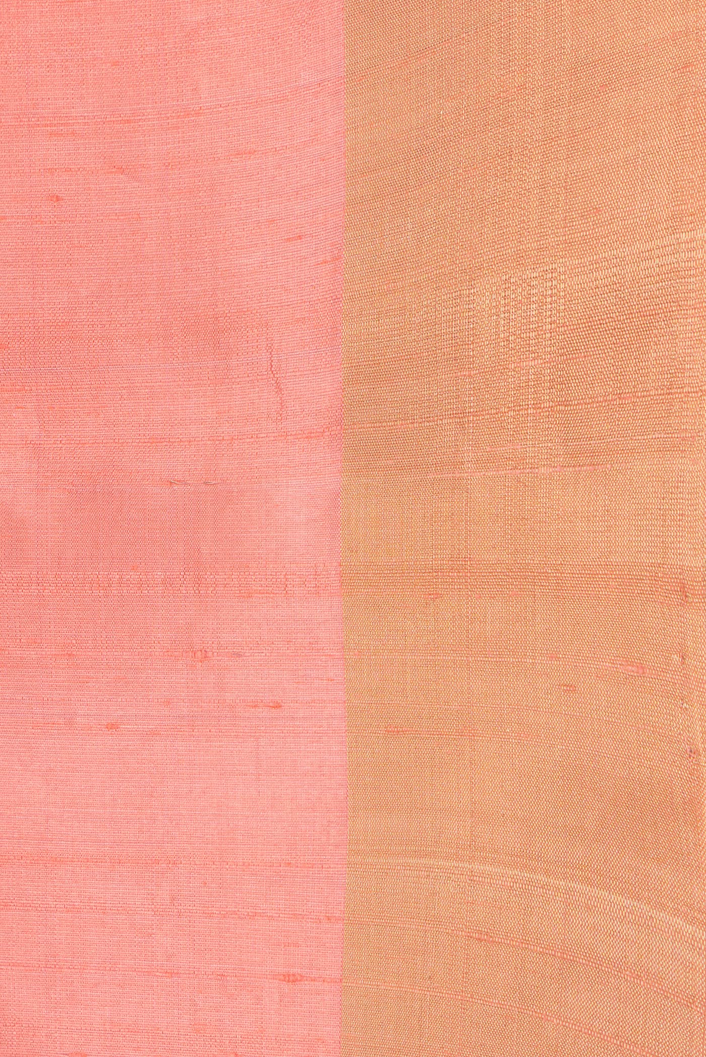 Border image of Golden Peach Dual Tone Raw Silk Saree with Plain Body and Zari Border. 