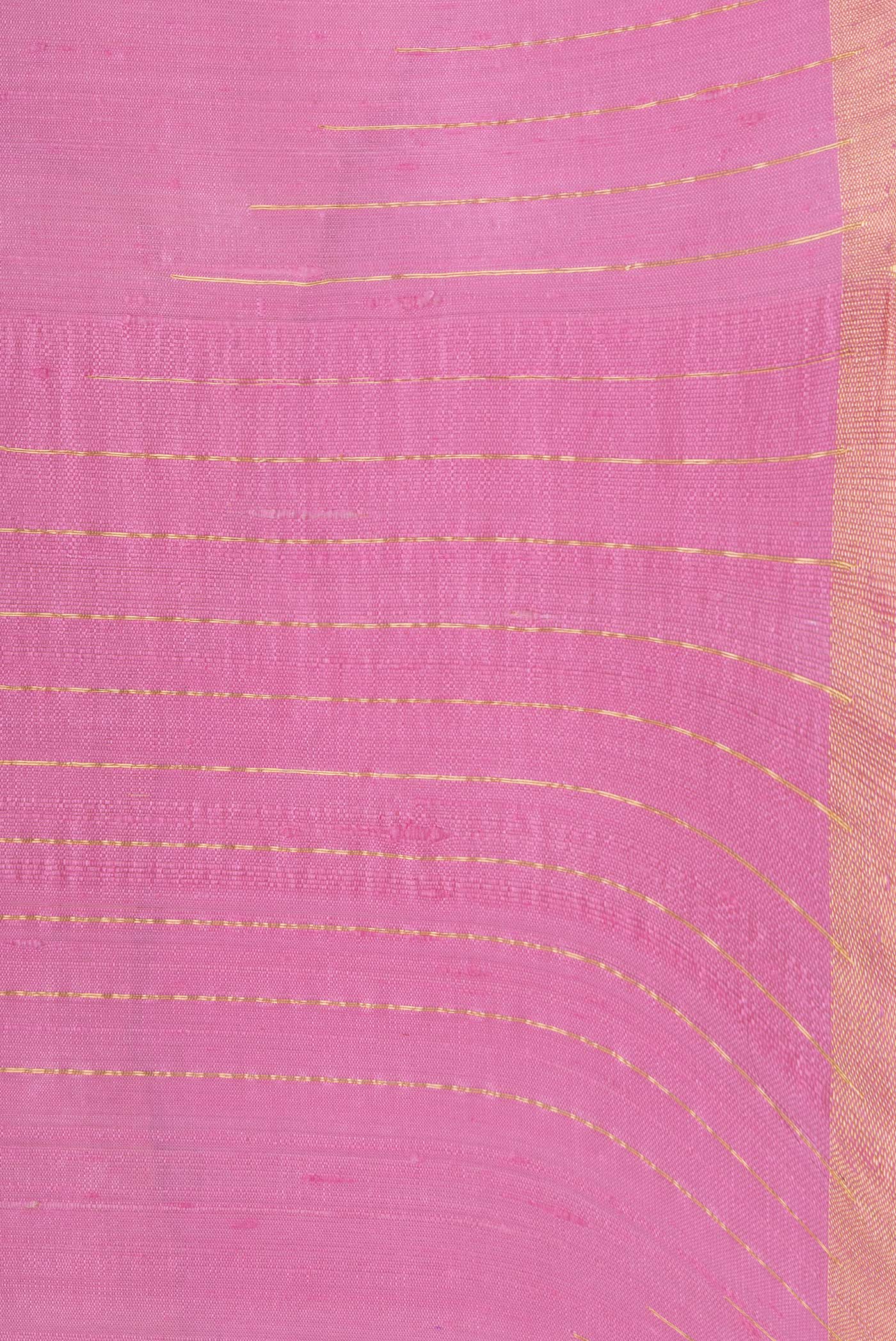 Border image of Pink Dual Tone Raw Silk Saree with Plain Body and Fancy Border. 