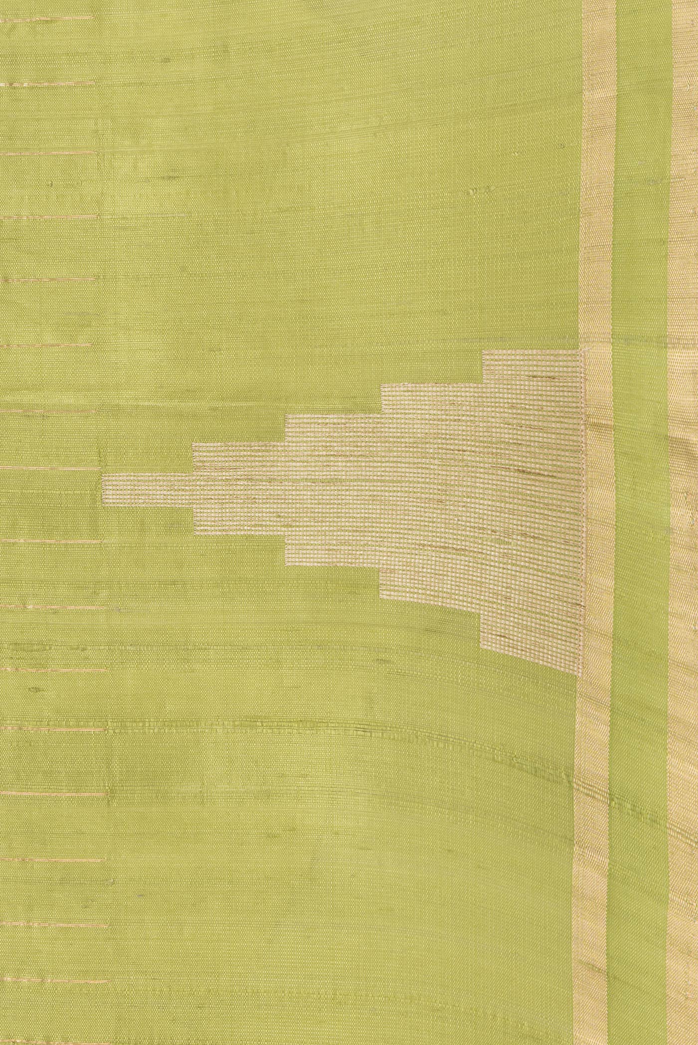 Border image of Pista Green Dual Tone Raw Silk Saree with Stripes on the body and Temple Border. 