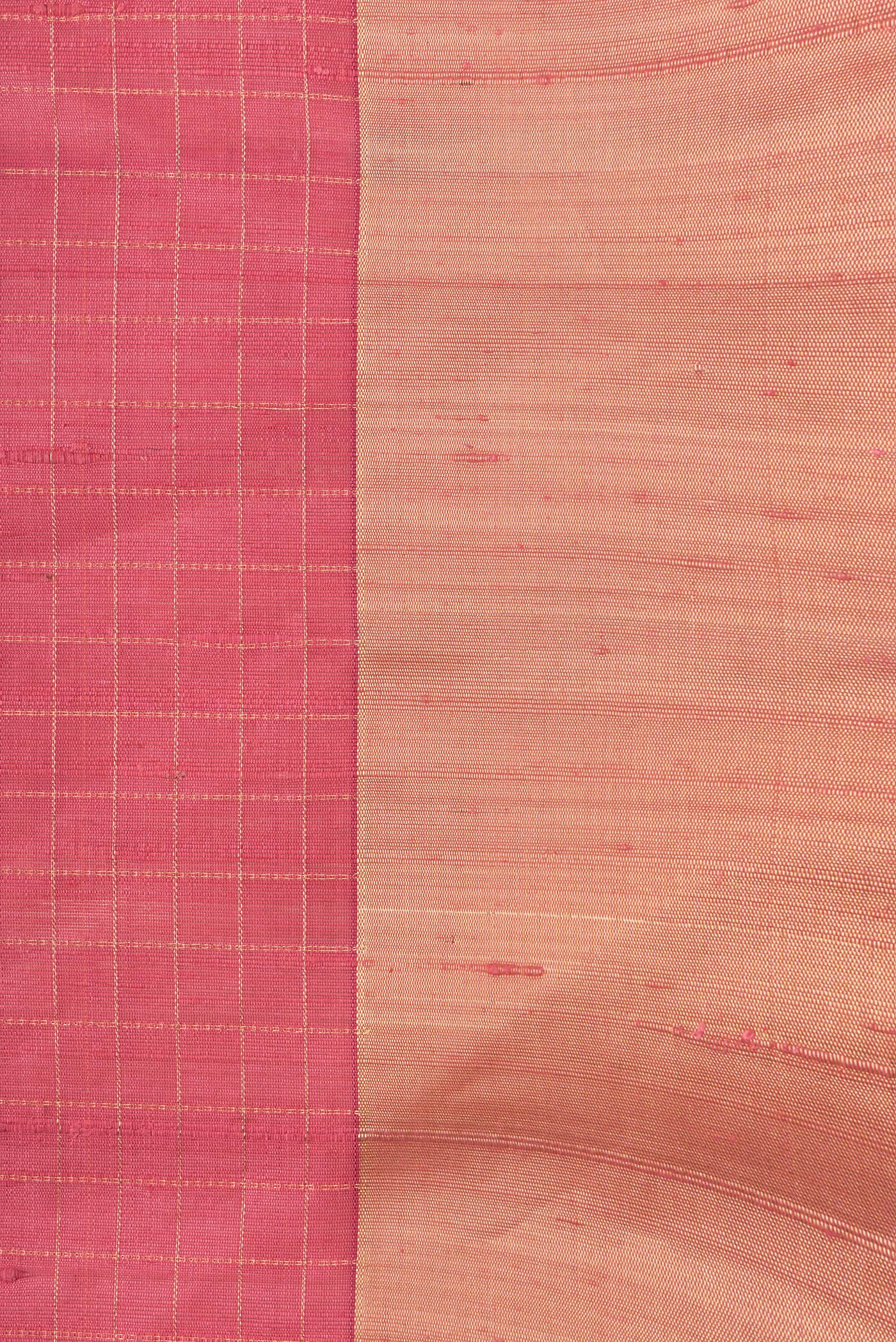 Border image of Pink Dual Tone Raw Silk Saree with Checked design on the body and Zari Border. 