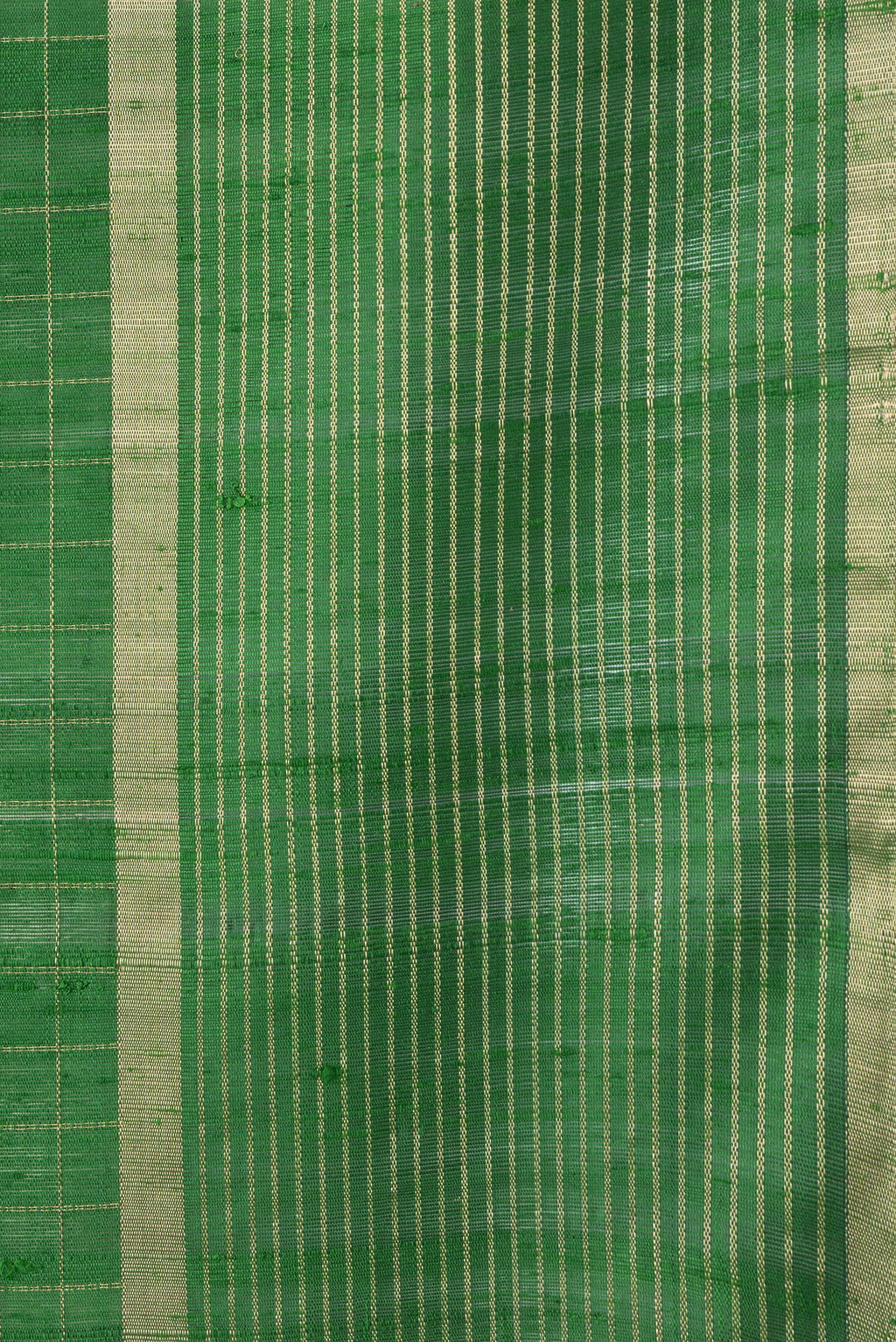 Border image of Green Dual Tone Raw Silk Saree with Checked design on the body and Zari Border. 