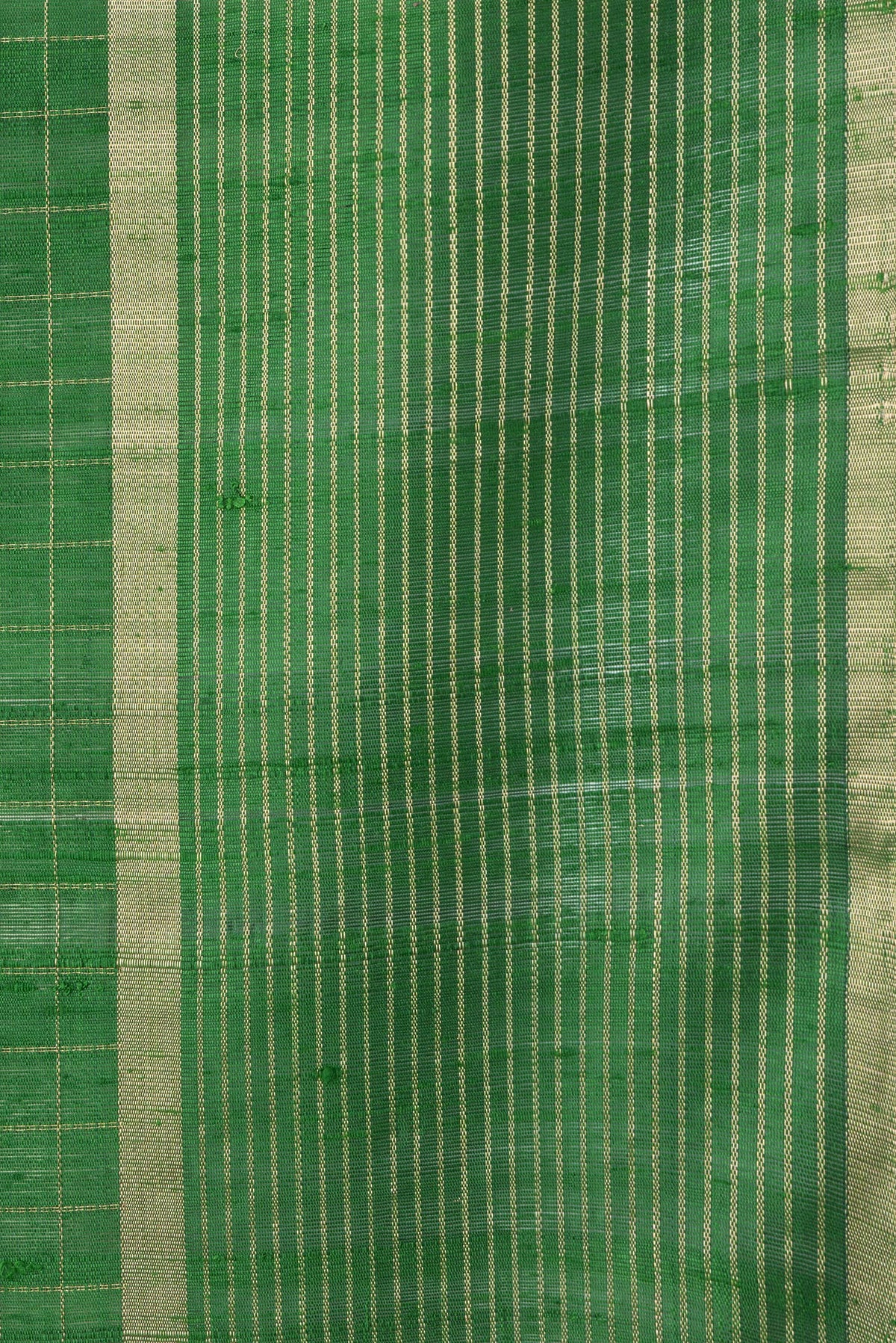 Border image of Green Dual Tone Raw Silk Saree with Checked design on the body and Zari Border. 
