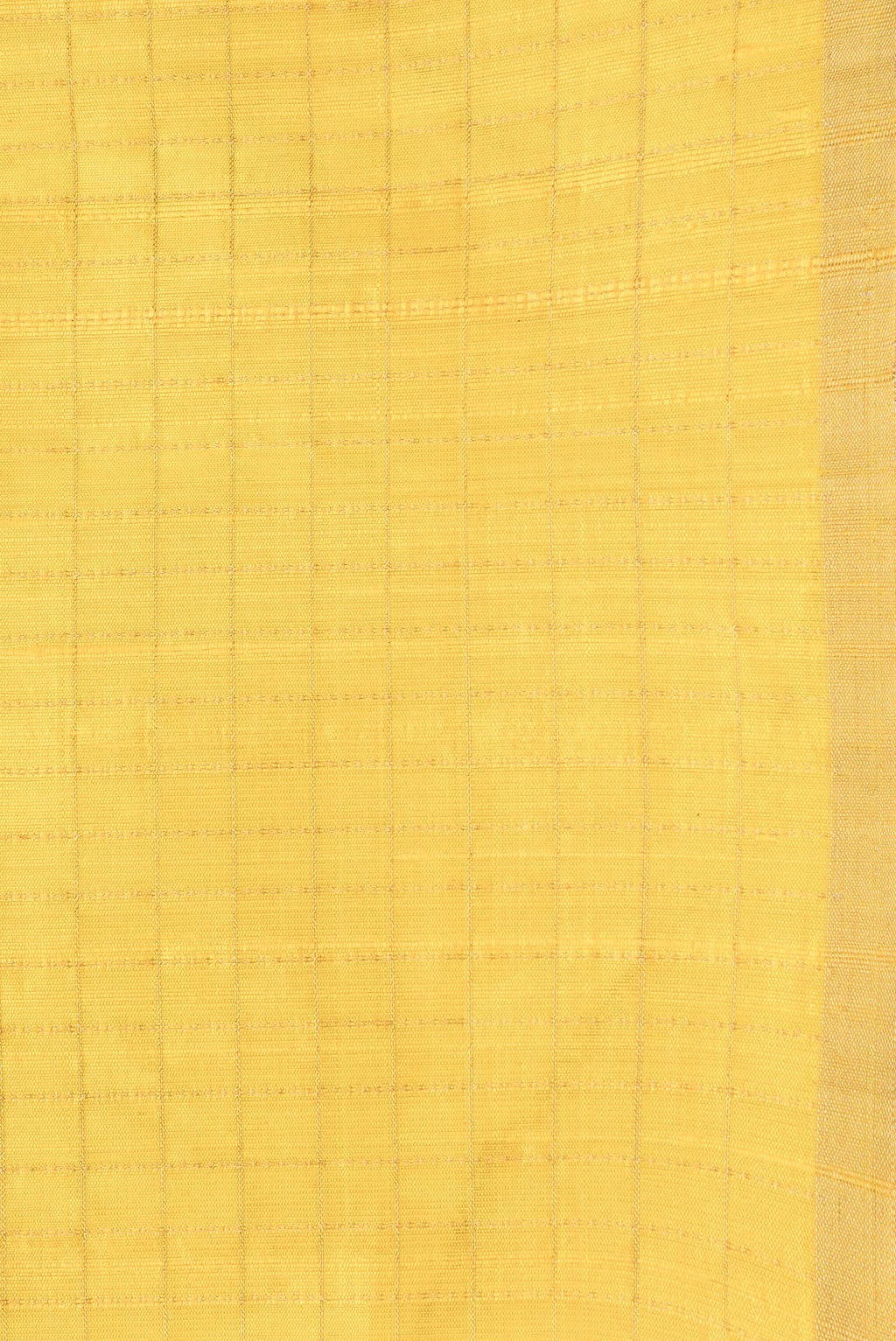 Border image of Yellow Dual Tone Raw Silk Saree with Checked design on the body and Zari Border. 