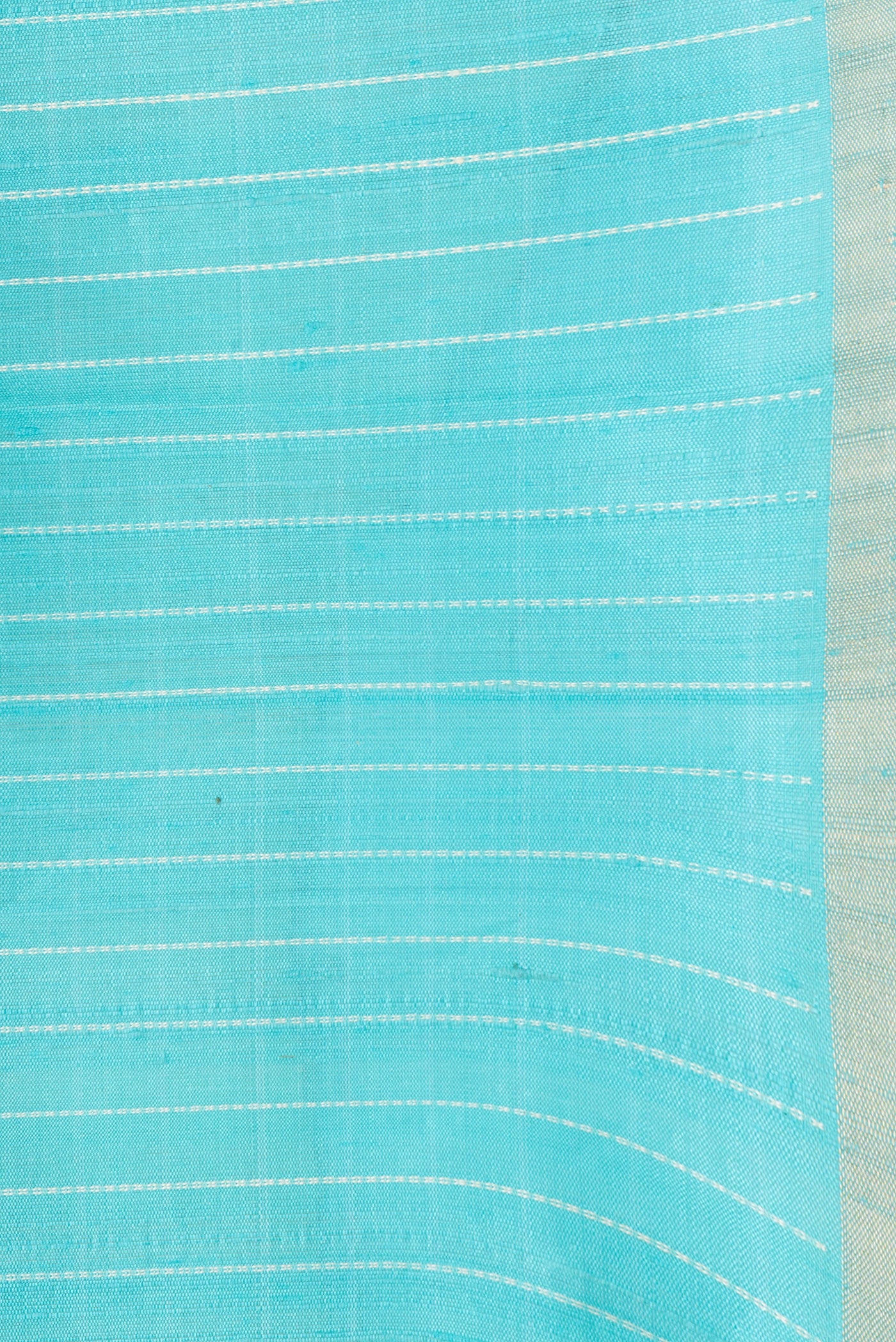 Border image of Sky Blue Dual Tone Raw Silk Saree with Stripes on the body and Thin Zari Line. 