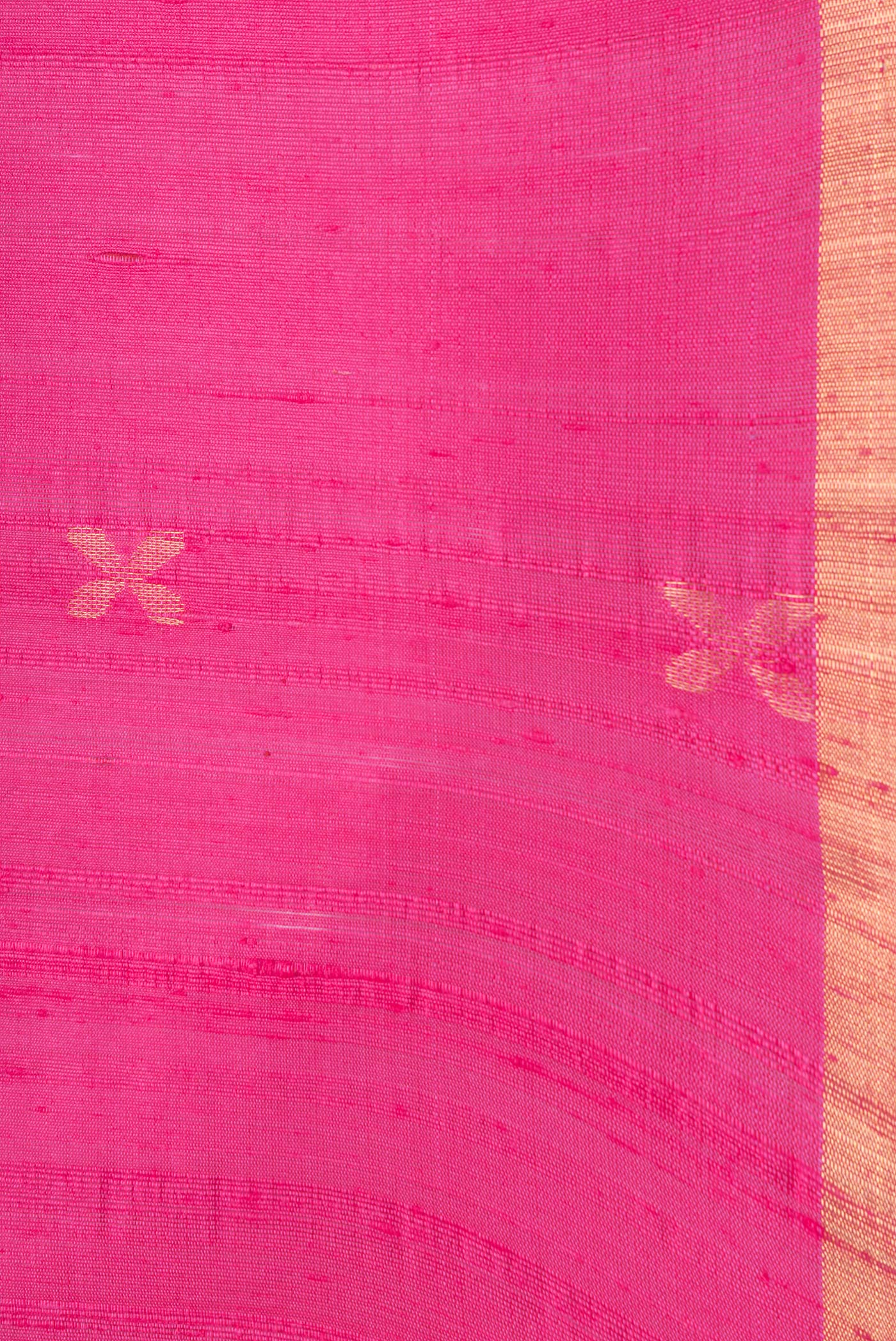 Border image of Pink Dual Tone Raw Silk Saree with Zari Butta on the body and Thin Zari Line. 