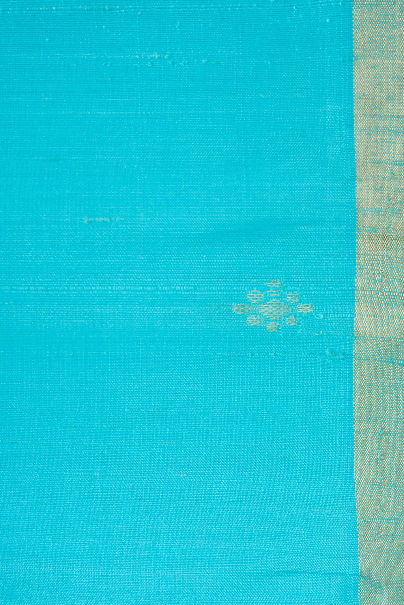 Border image of Sky Blue Dual Tone Raw Silk Saree with Zari Butta on the body and Thin Zari Line. 