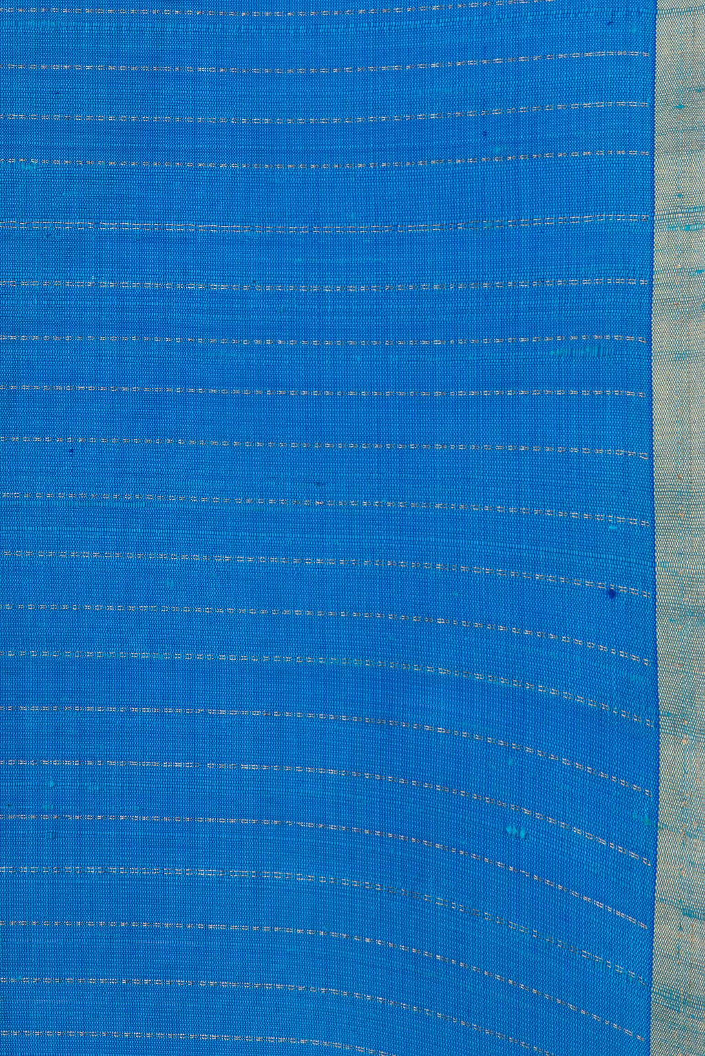 Border image of Sky Blue Dual Tone Raw Silk Saree with Stripes on the body and Thin Zari Line. 