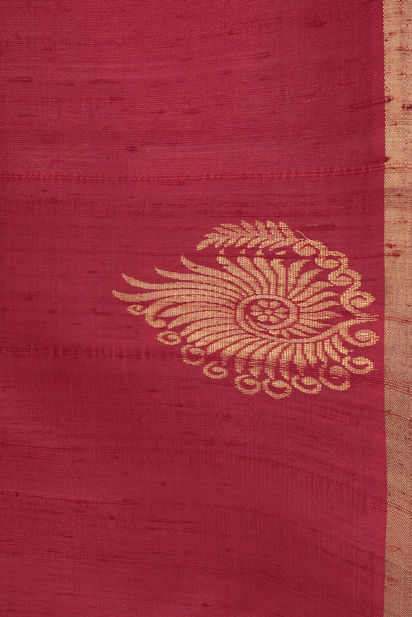 Border image of Maroon Dual Tone Raw Silk Saree with Zari Butta on the body and Fancy Border. 
