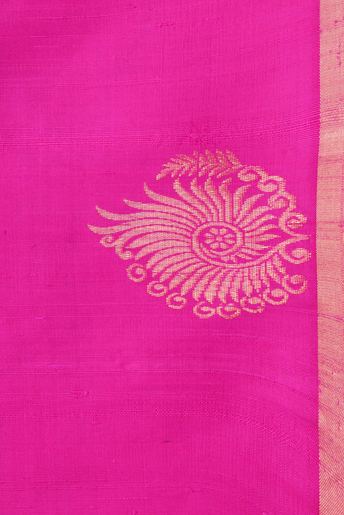 Border image of Dark Pink Dual Tone Raw Silk Saree with Zari Butta on the body and Fancy Border. 