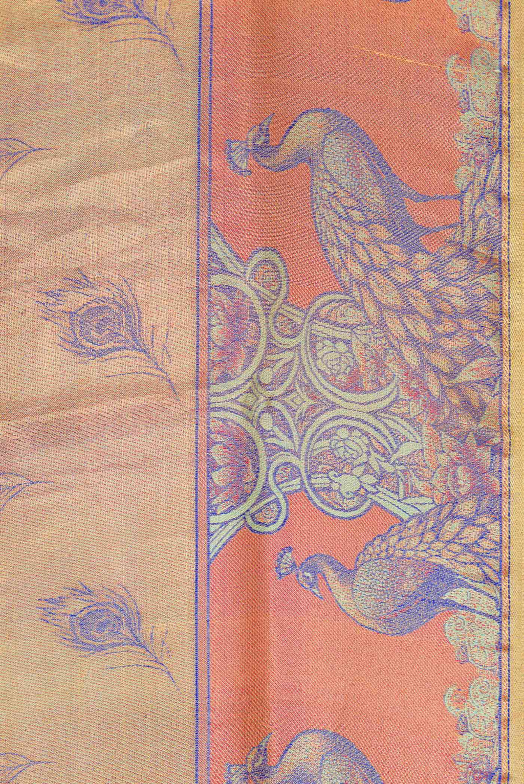 Border image of Gold Dual Tone Kanjivaram Tissue Silk Saree with Zari Brocade on the body and Fancy Border. 