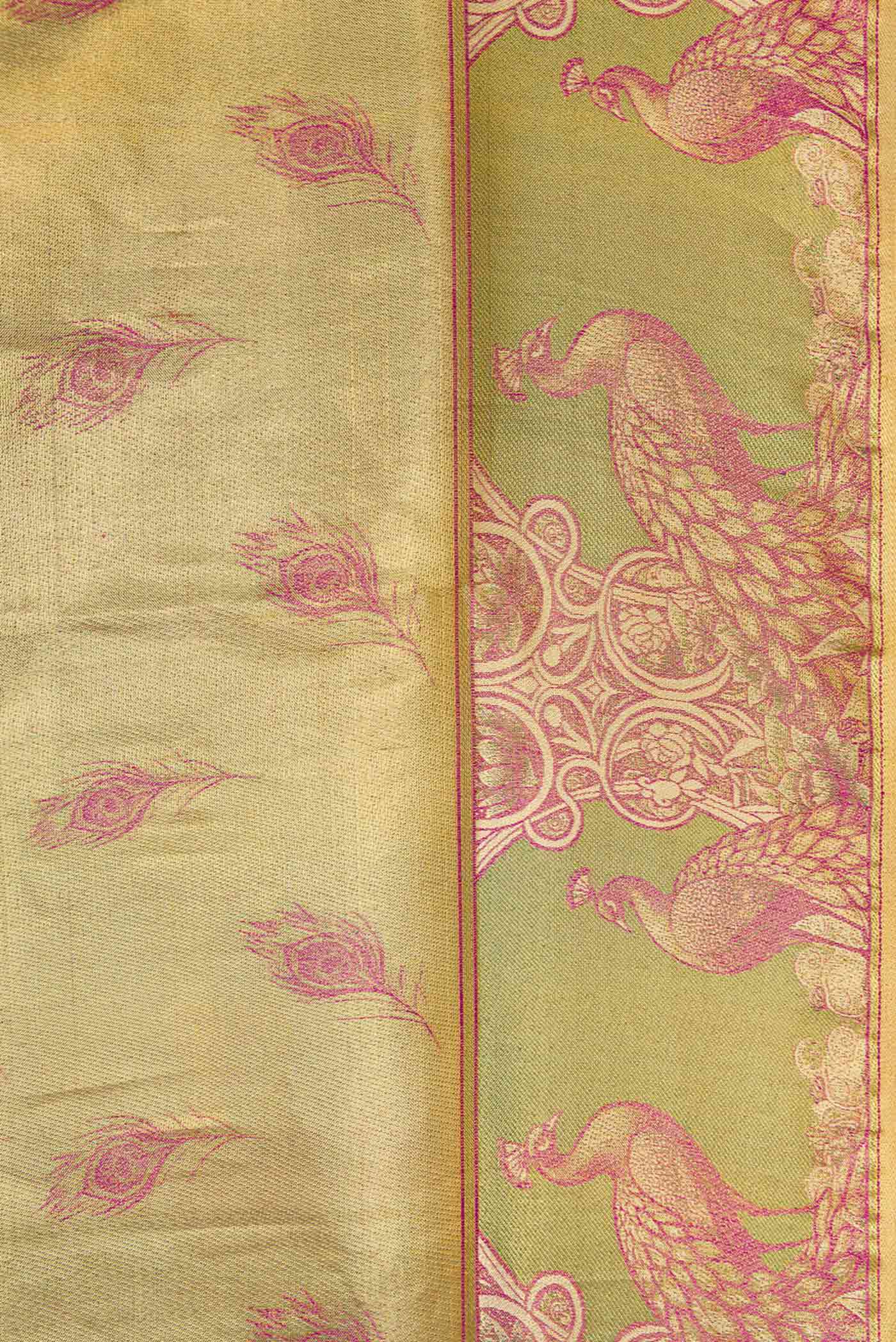 Border image of Gold Dual Tone Kanjivaram Tissue Silk Saree with Zari Brocade on the body and Fancy Border. 