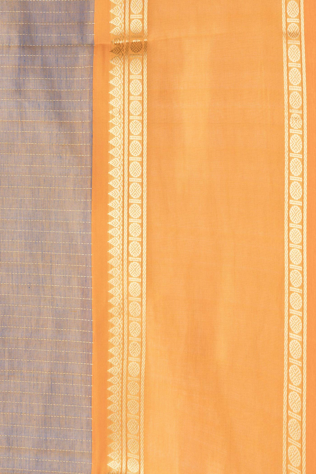 Border image of Brown Dual Tone Silk Cotton Saree with Stripes on the body and Zari Border. 